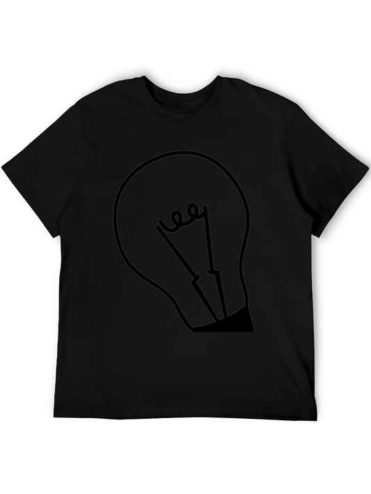 Mens Black Graphic Tee - Light Bulb Design