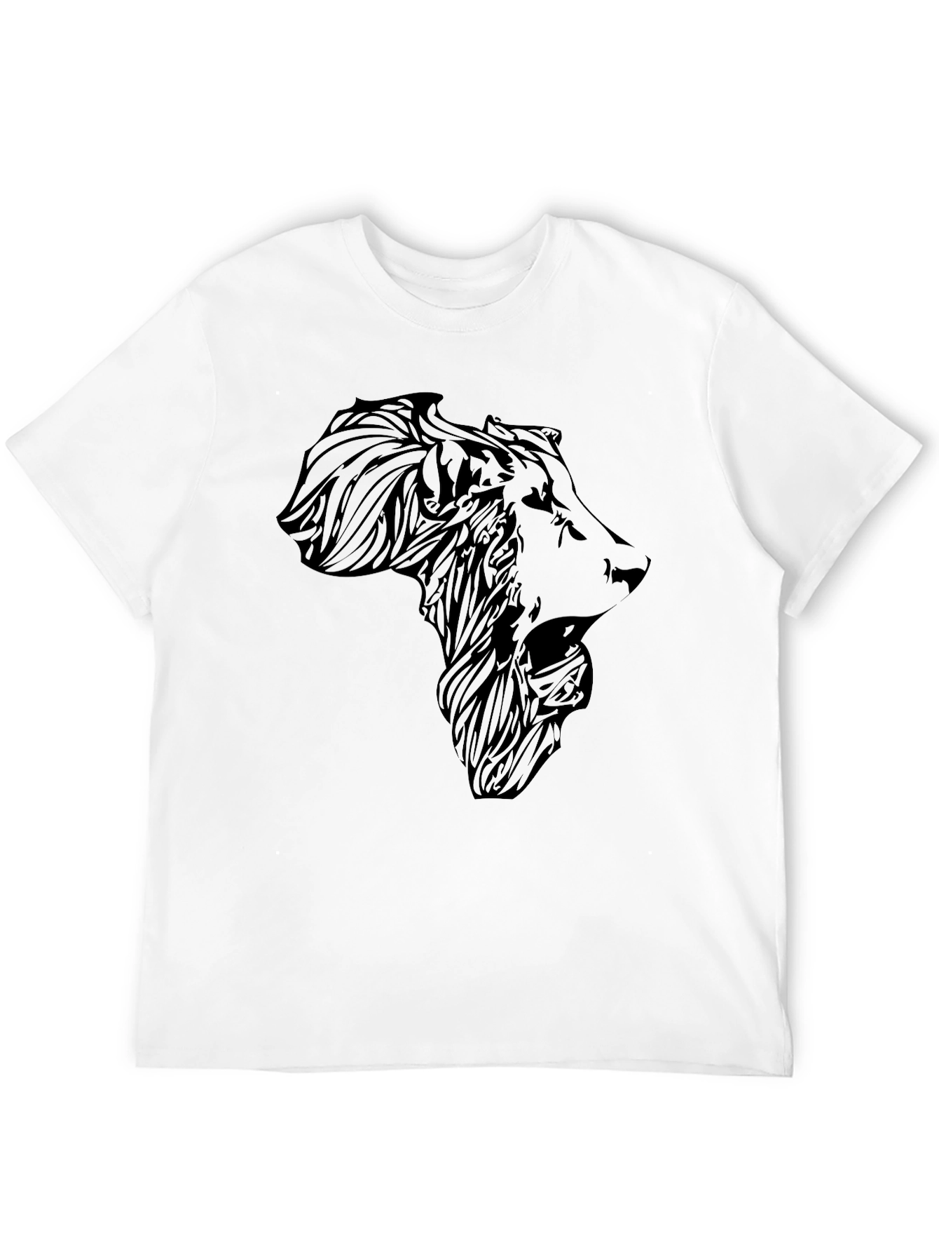 Lion Africa Map T-Shirt - Mens Black Graphic Tee