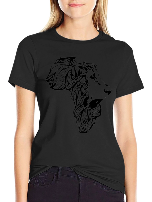 Lion Africa Map T-Shirt - Mens Black Graphic Tee