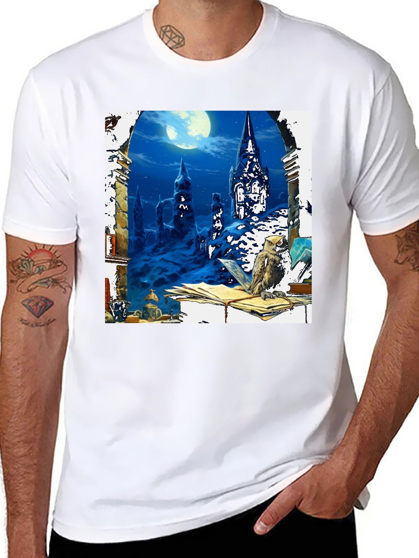 Wizard Castle Owl Book T-Shirt