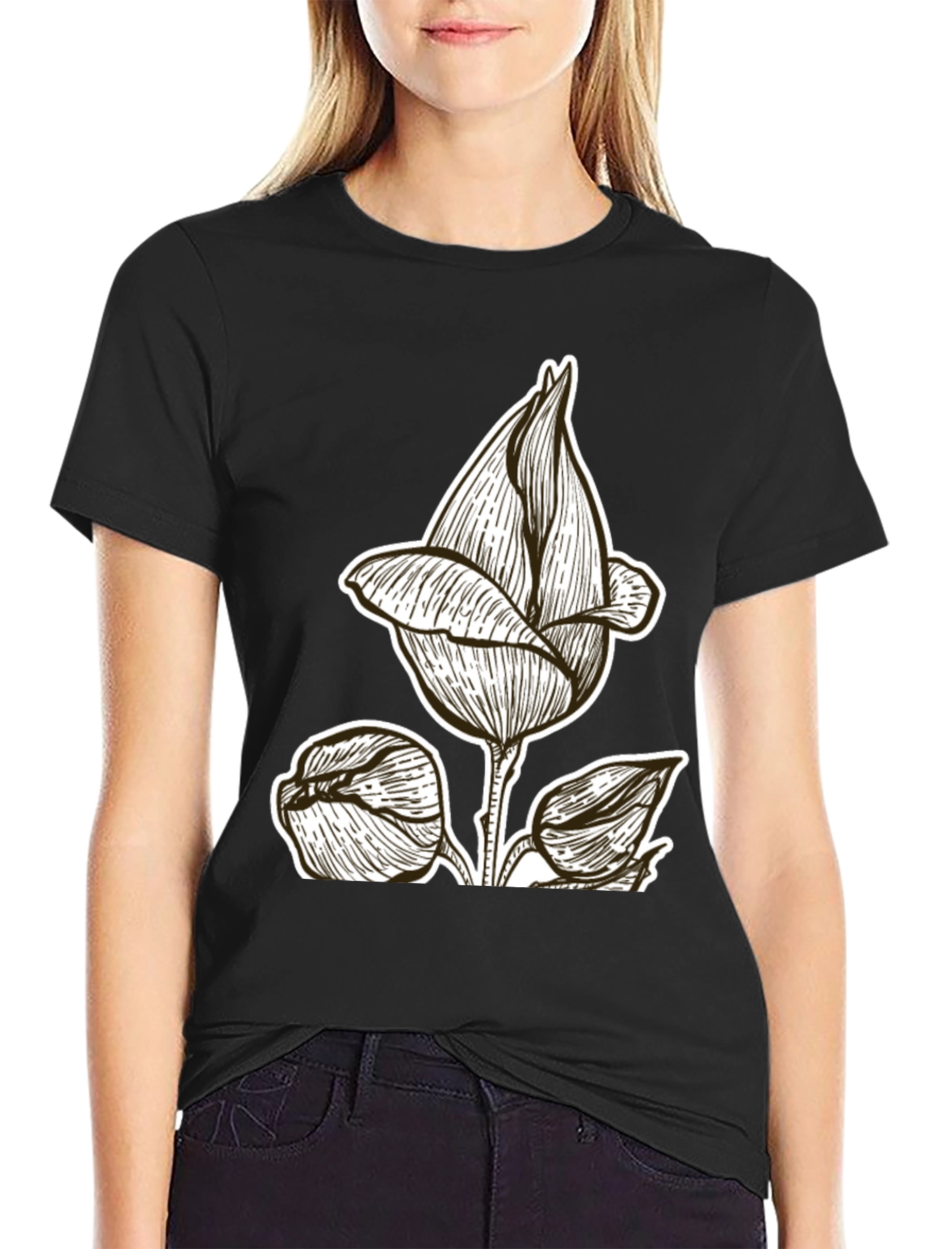 Black Floral Graphic Tee | Stylish & Unique