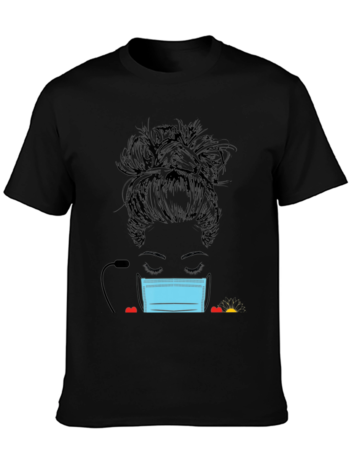 Masked Messy Bun Graphic Tee