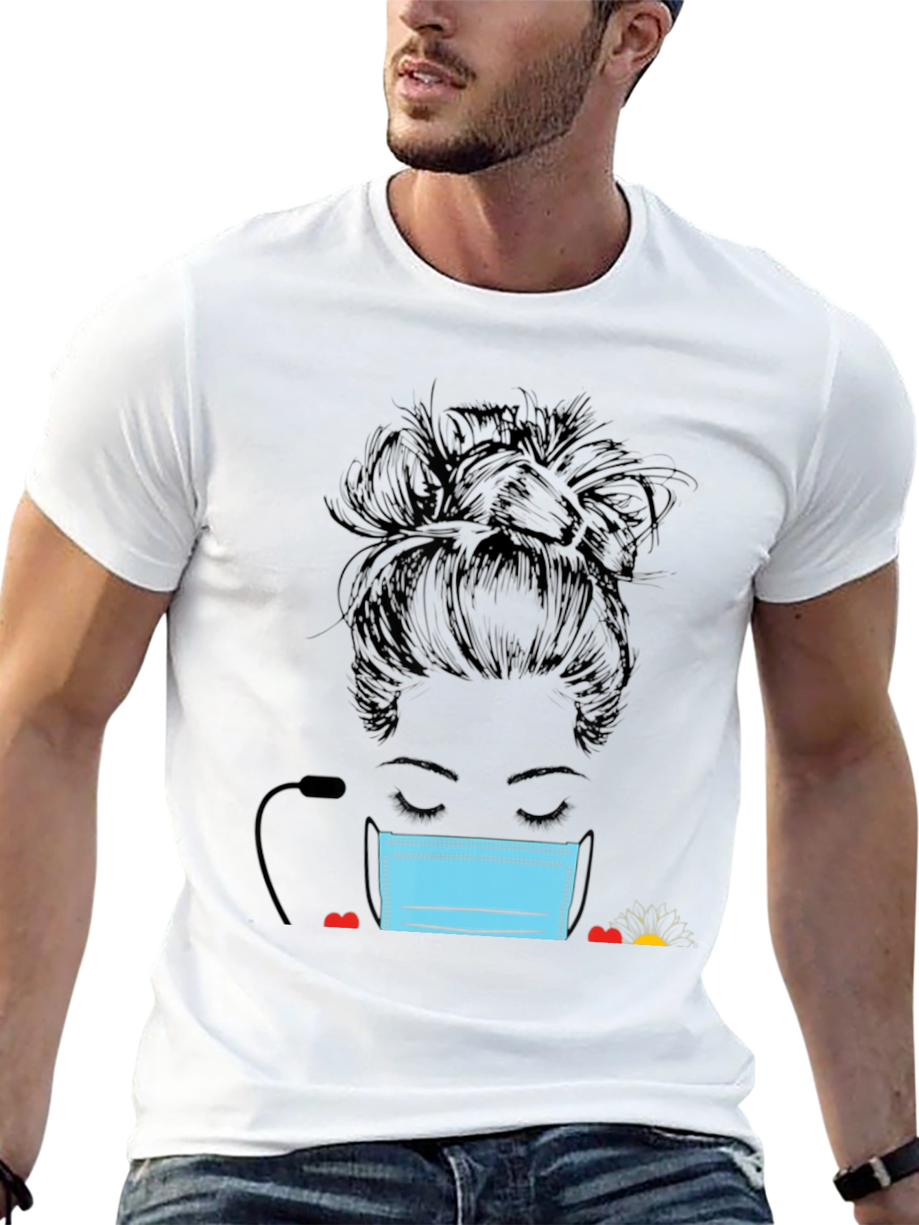 Masked Messy Bun Graphic Tee