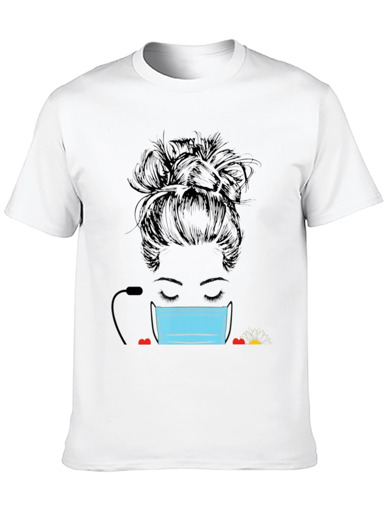 Masked Messy Bun Graphic Tee
