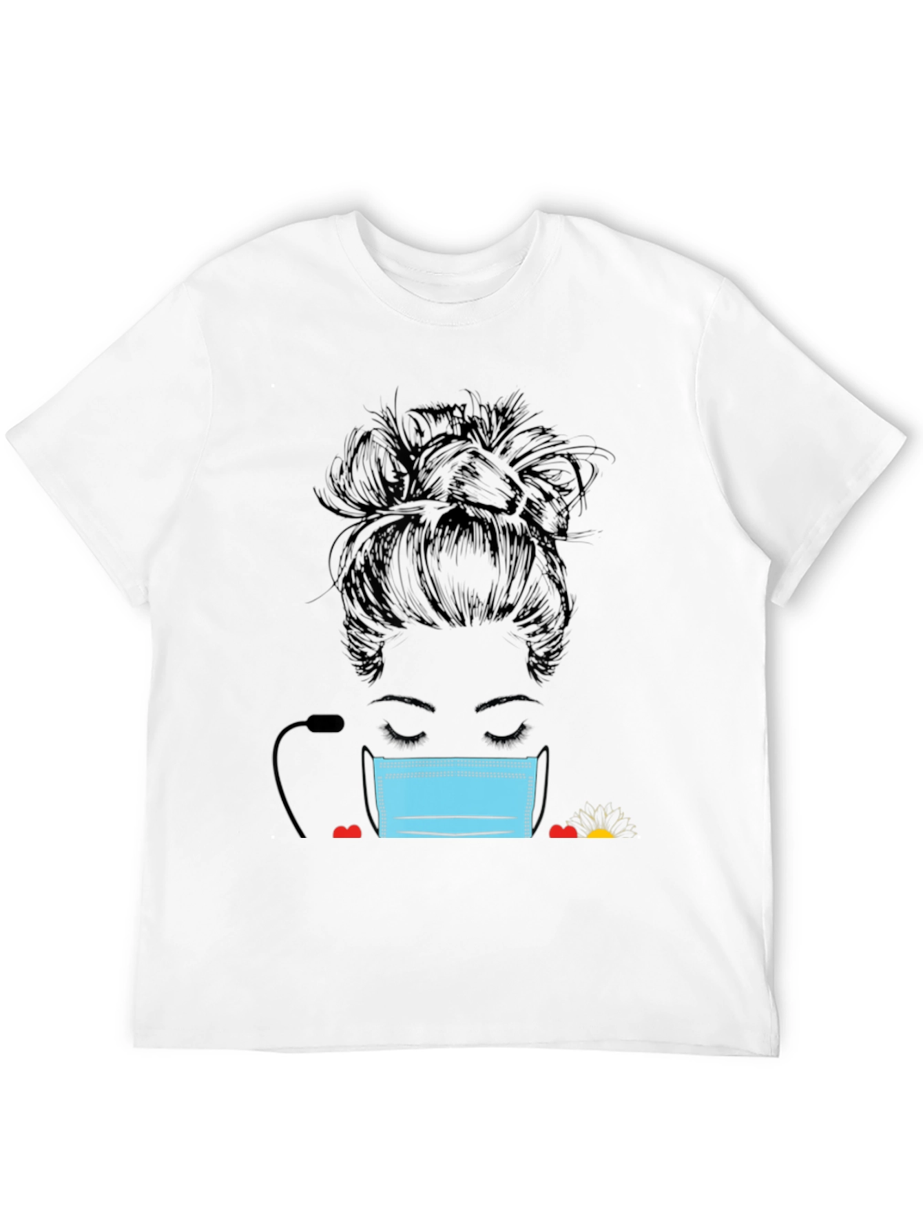 Masked Messy Bun Graphic Tee