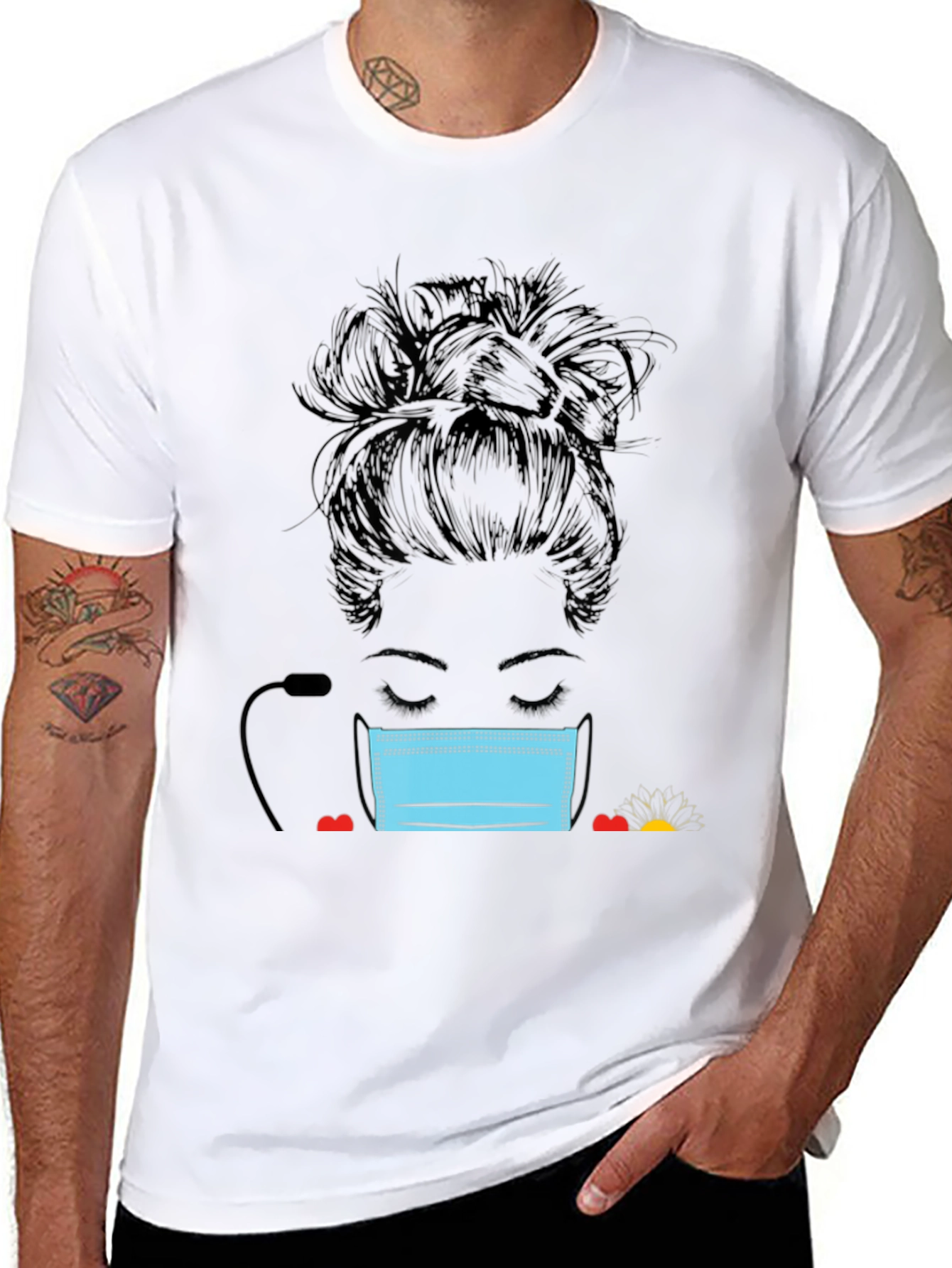 Masked Messy Bun Graphic Tee