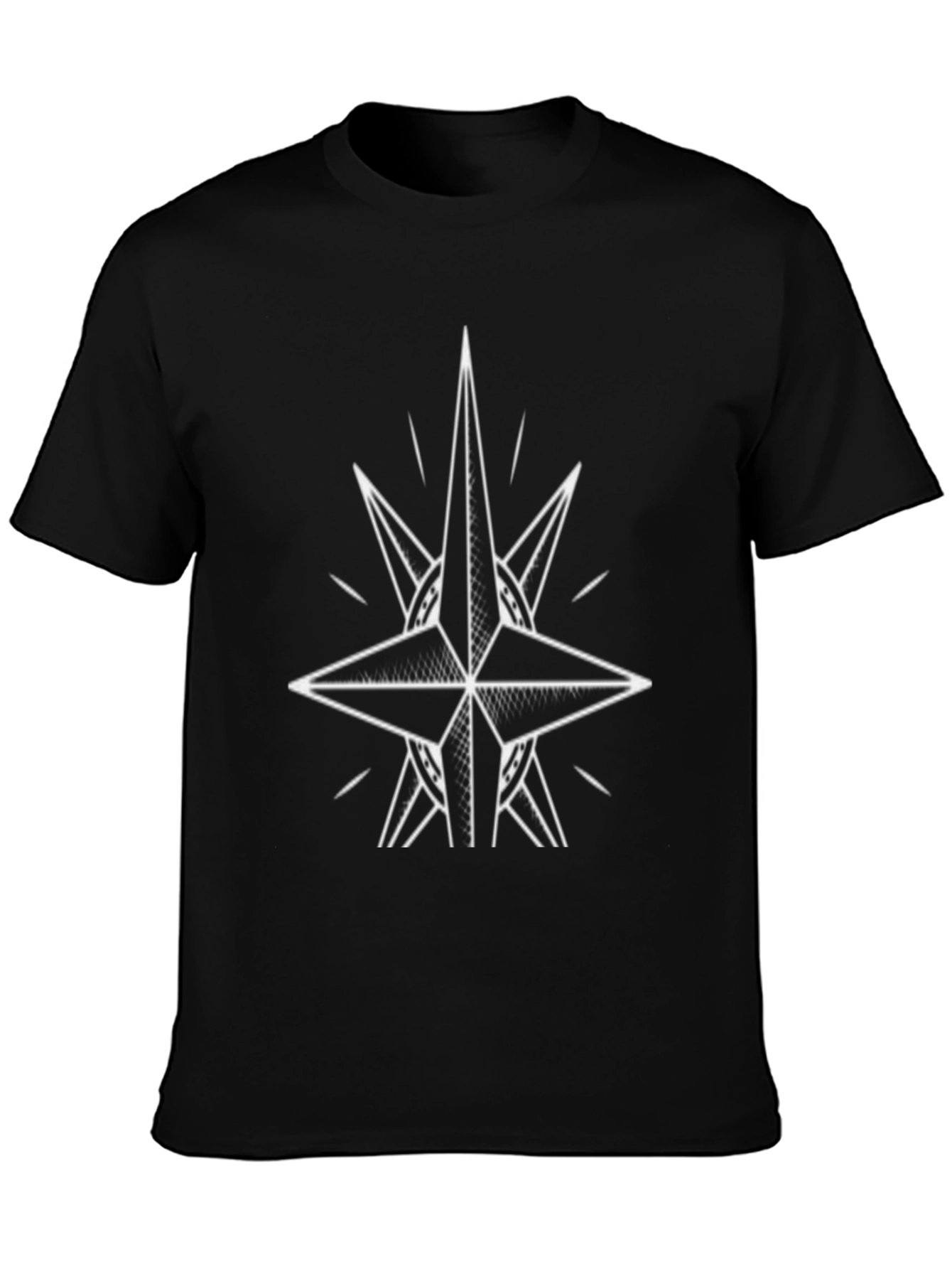 Black Tee with Geometric Star Design
