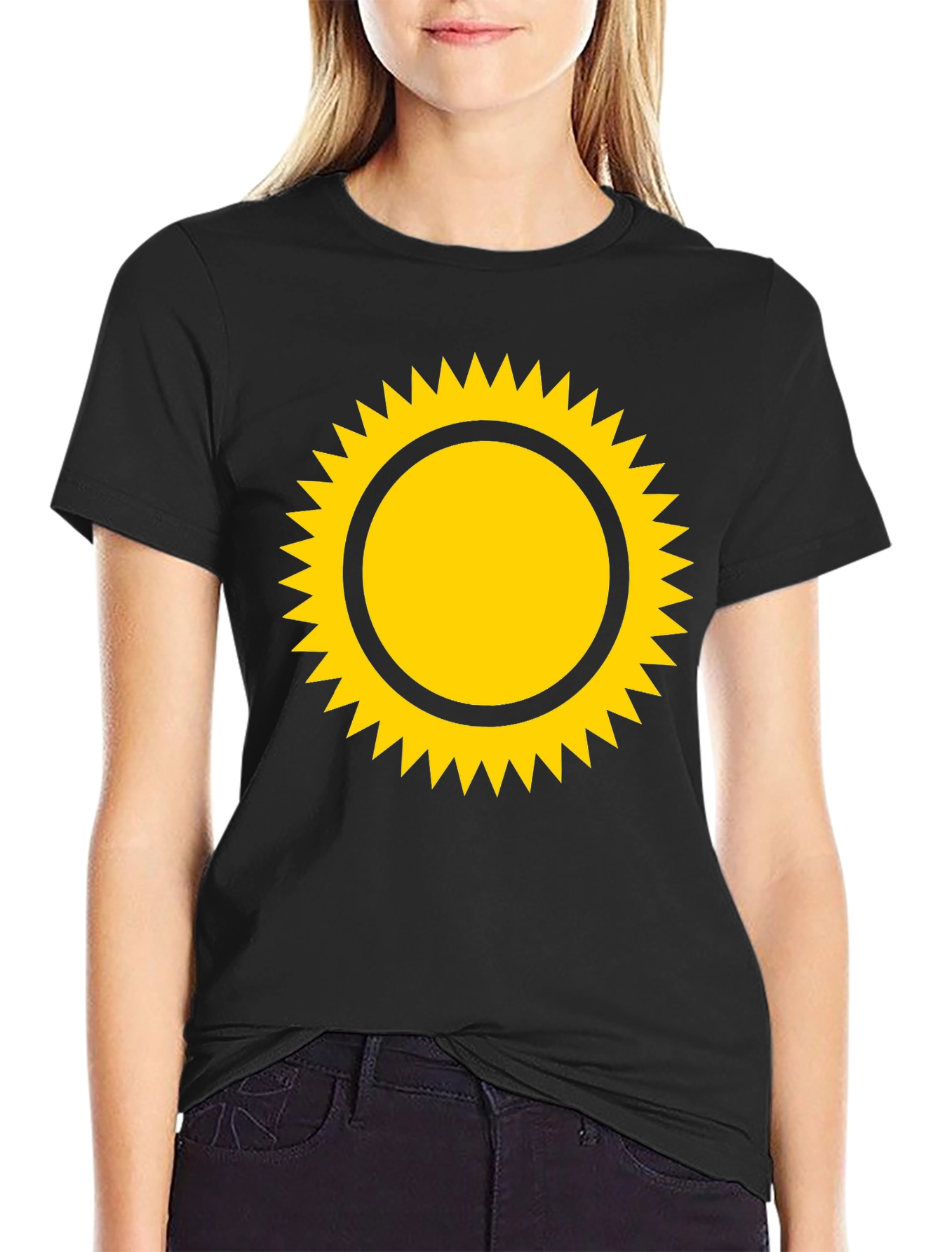 Sunny Graphic Tee - Black Cotton Blend
