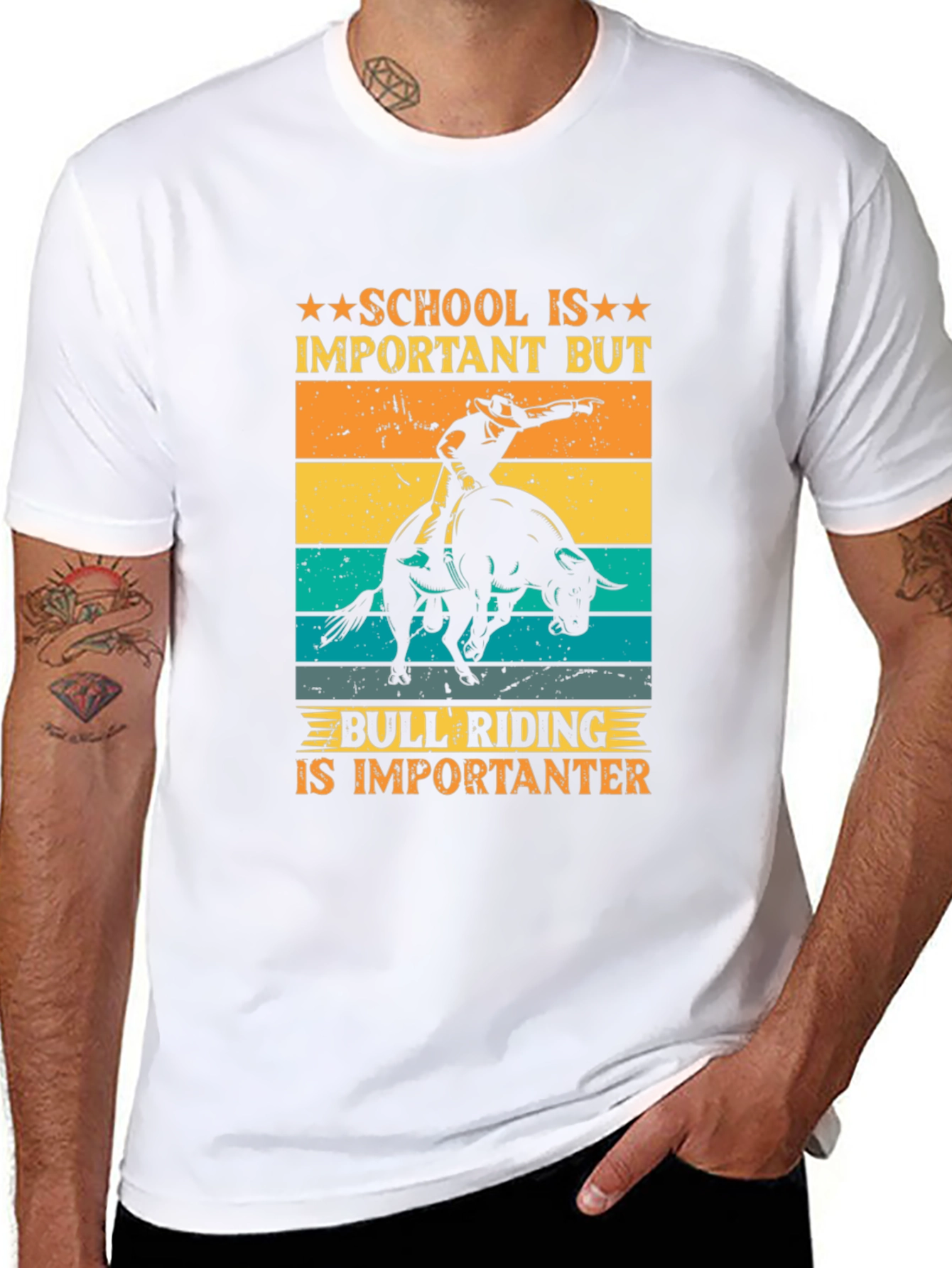 Bull Riding T-Shirt: School Is Important But...