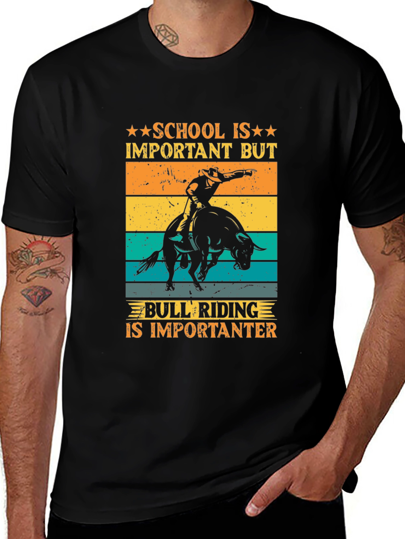 Bull Riding T-Shirt: School Is Important But...