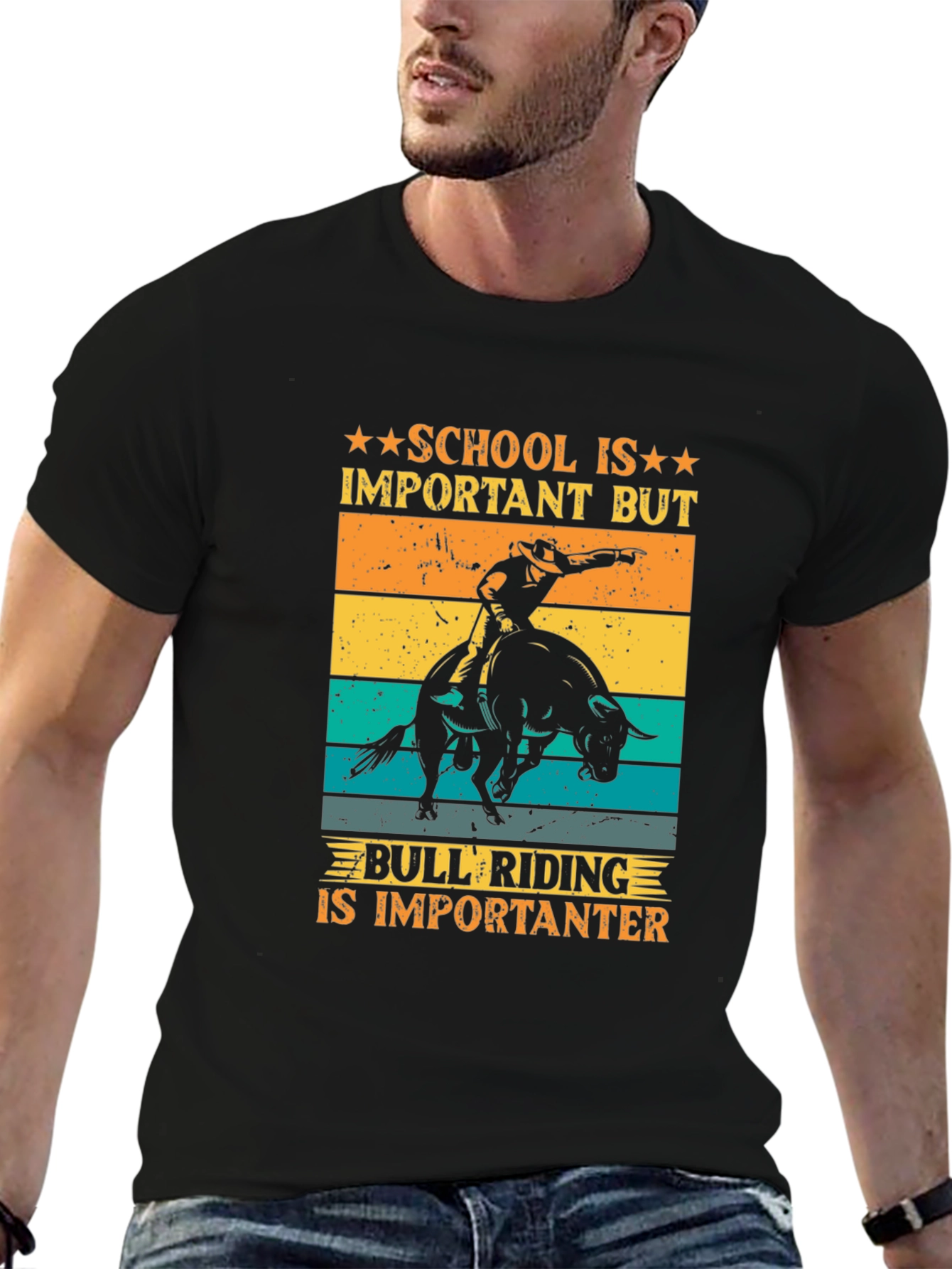 Bull Riding T-Shirt: School Is Important But...