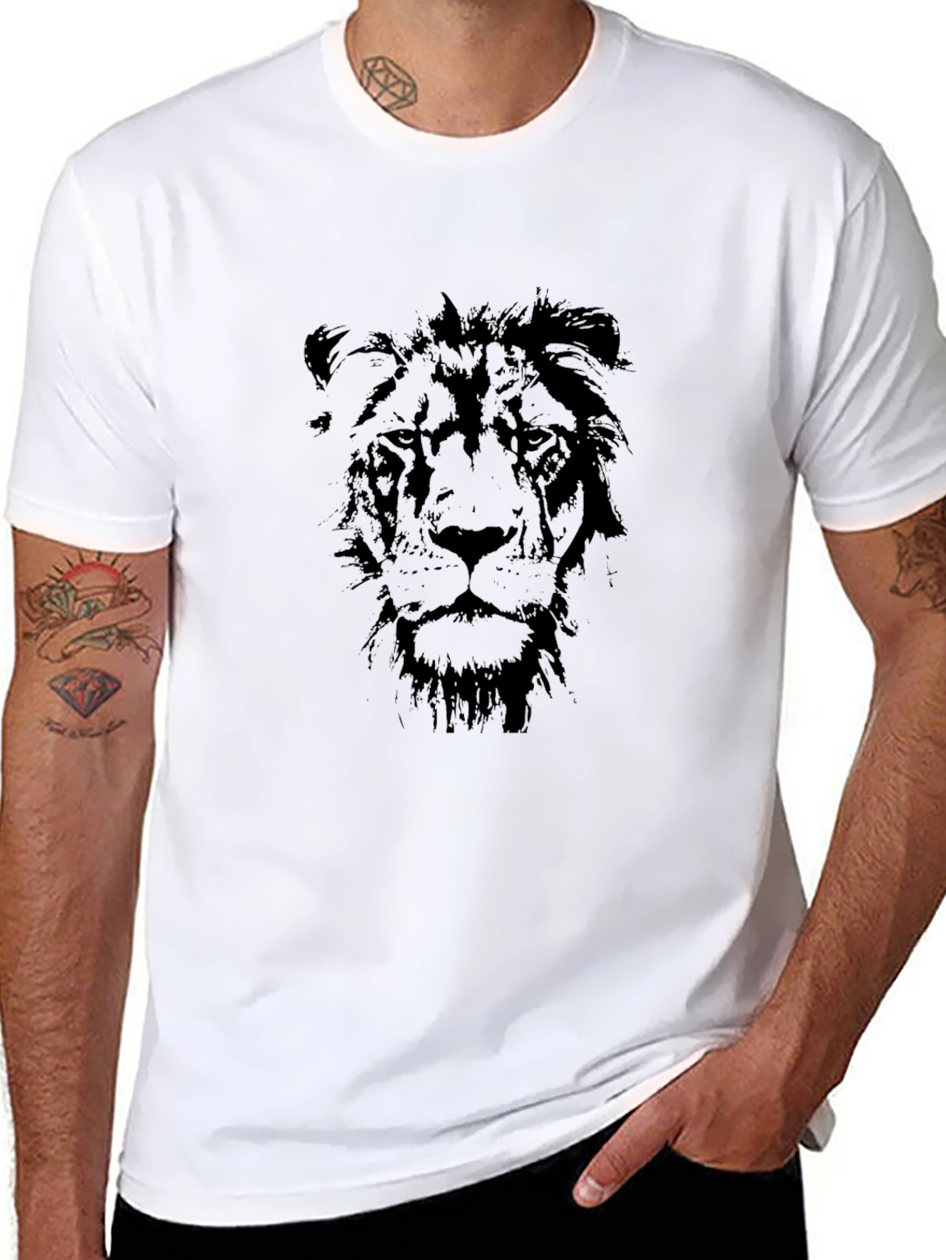 Lion Graphic Black T-Shirt - Mens Casual Wear