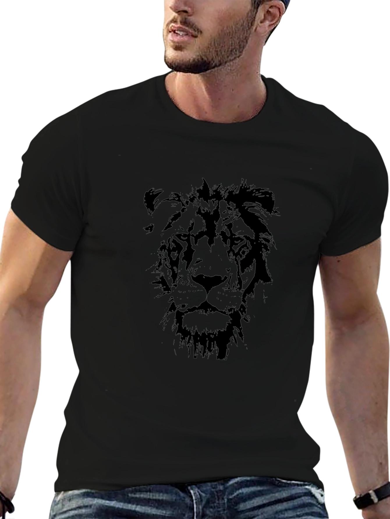 Lion Graphic Black T-Shirt - Mens Casual Wear