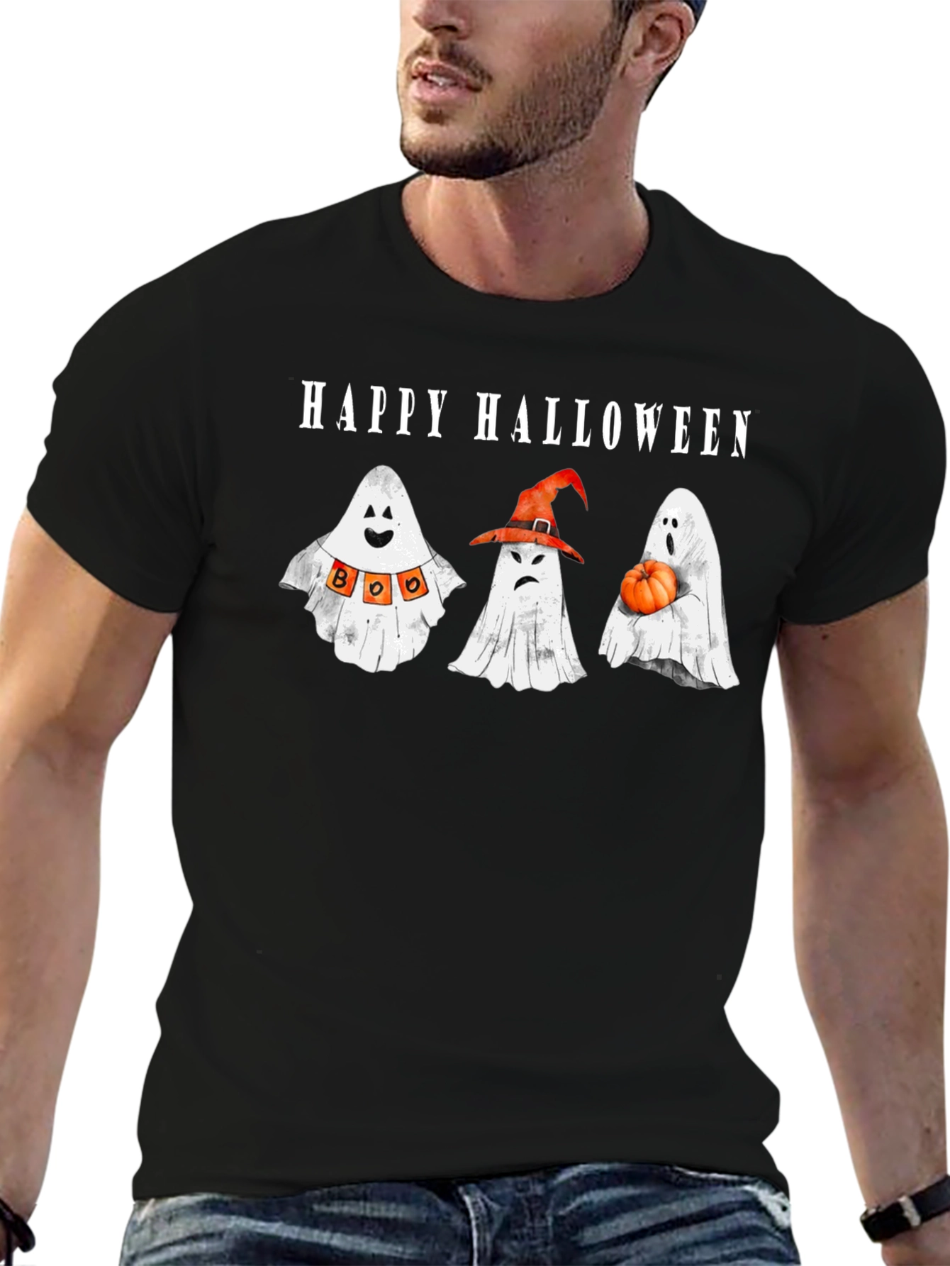 Happy Halloween Ghosts Graphic T-Shirt