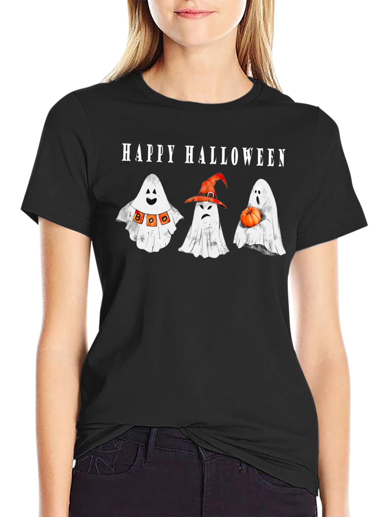 Happy Halloween Ghosts Graphic T-Shirt