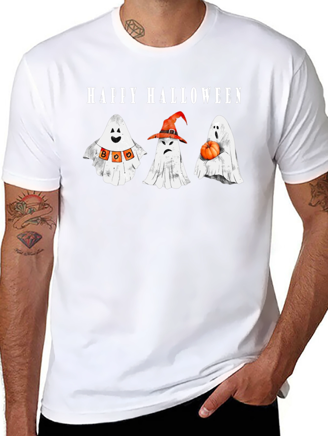 Happy Halloween Ghosts Graphic T-Shirt