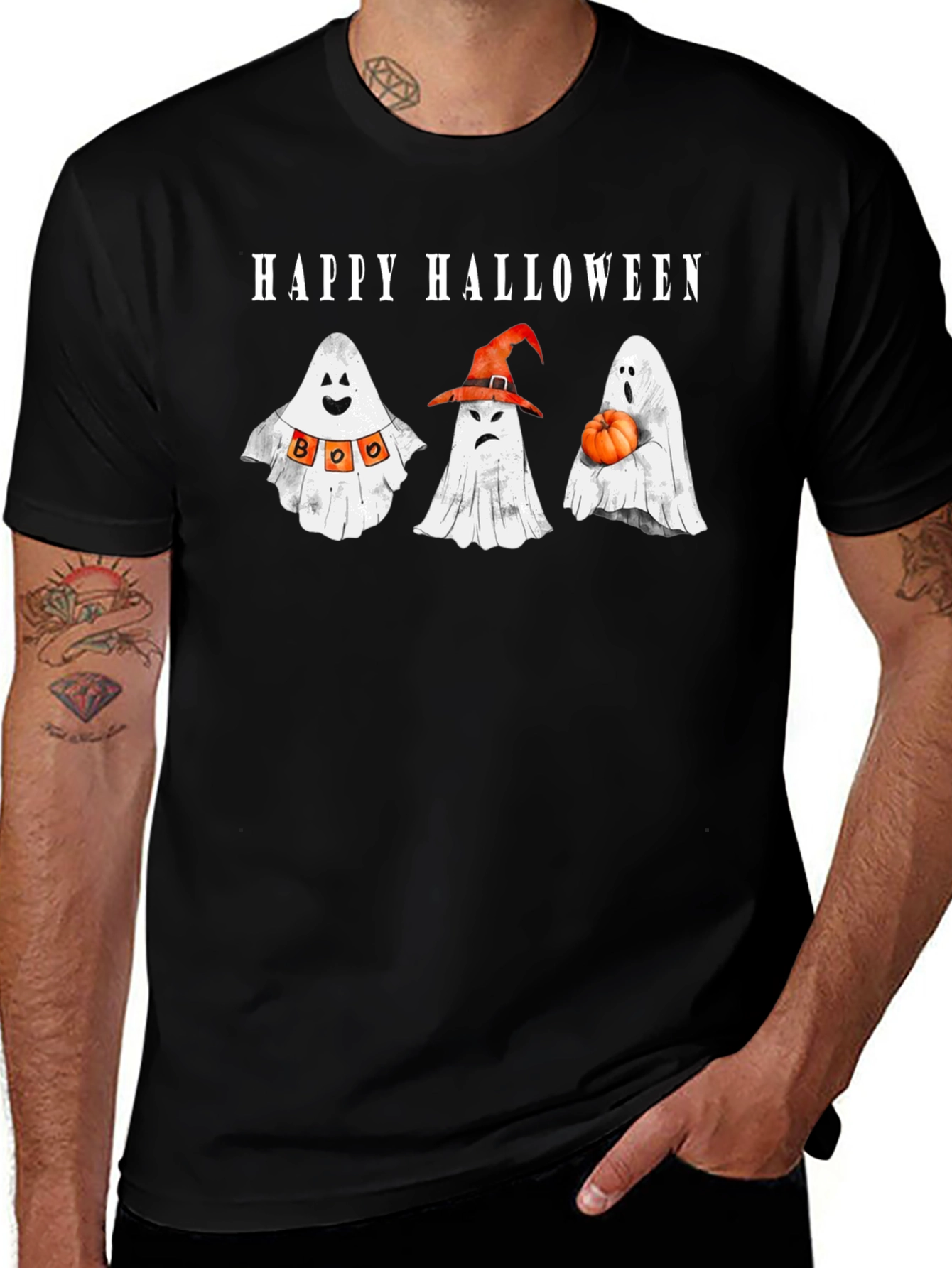 Happy Halloween Ghosts Graphic T-Shirt