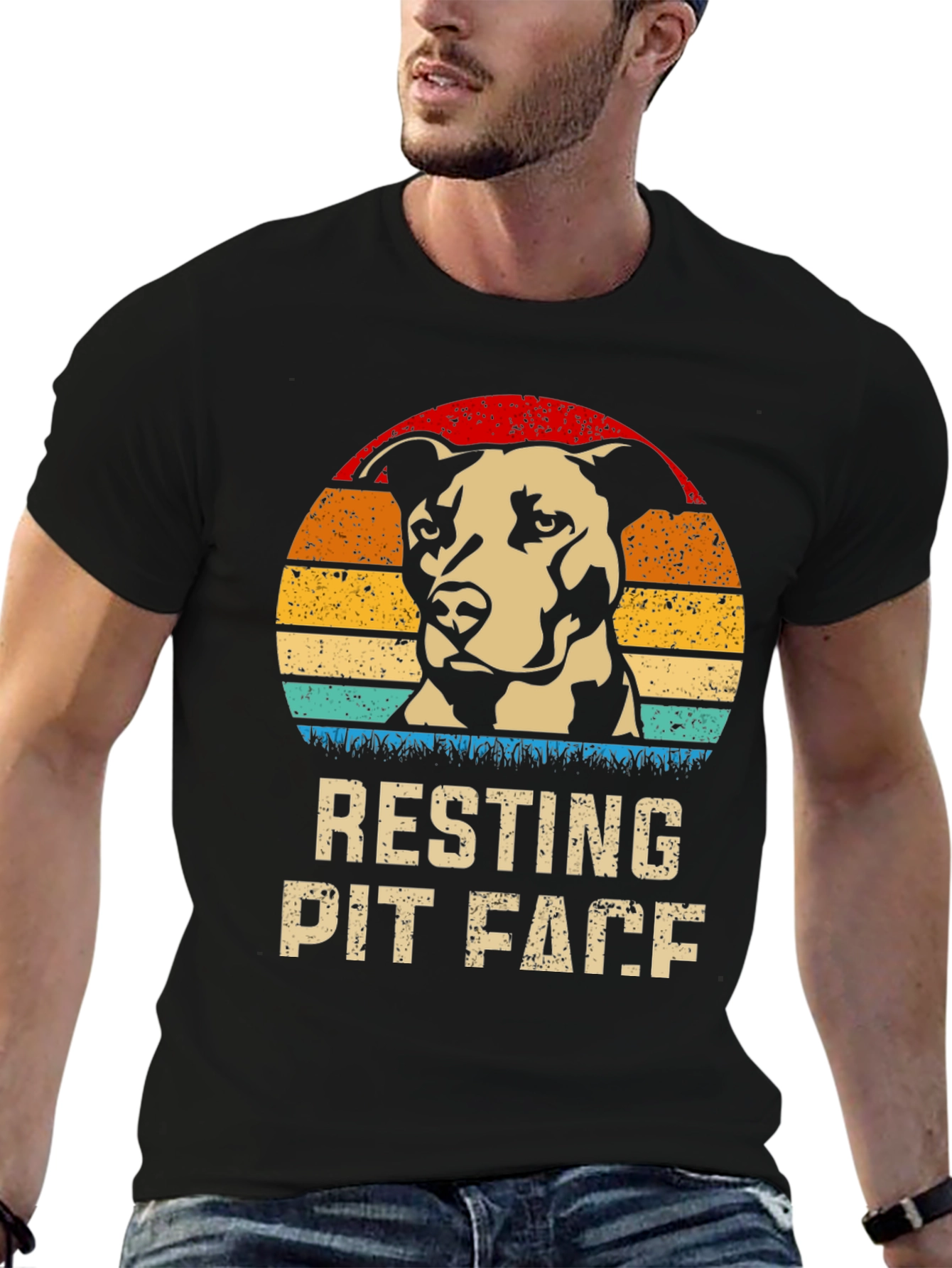 Resting Pit Face T-Shirt Dog Lover Tee