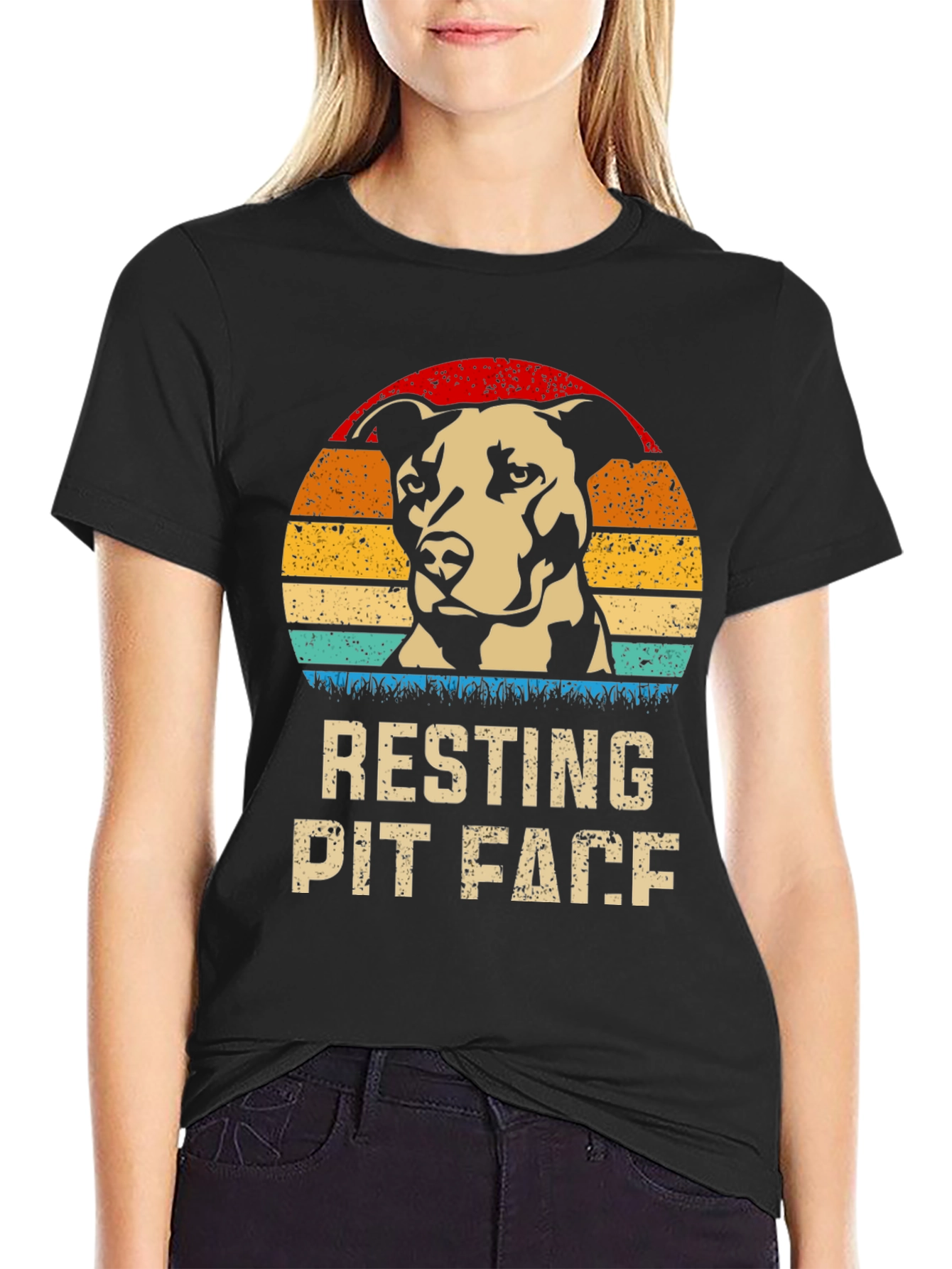 Resting Pit Face T-Shirt Dog Lover Tee