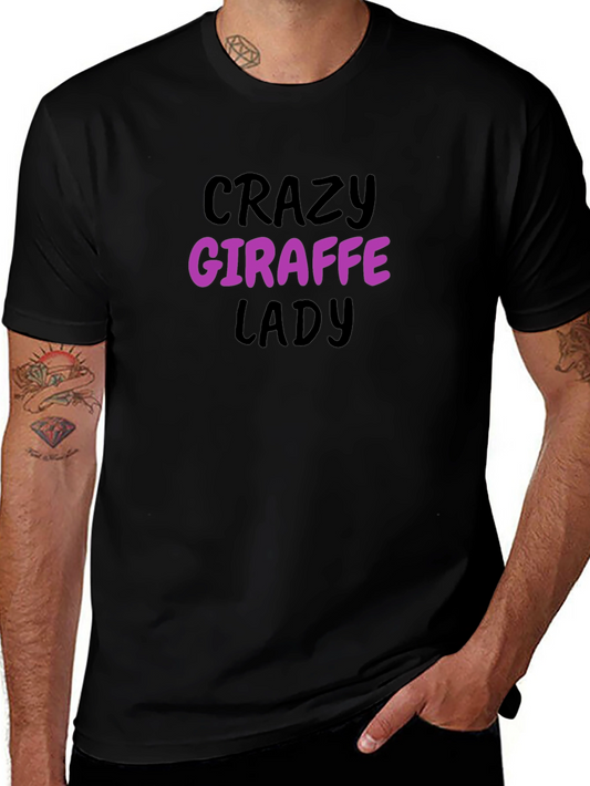 Crazy Giraffe Lady Black T-Shirt