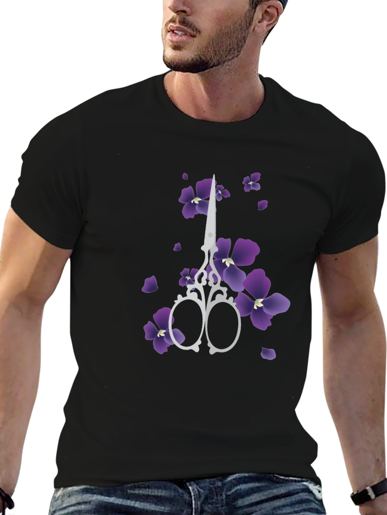 Floral Scissors Graphic Tee