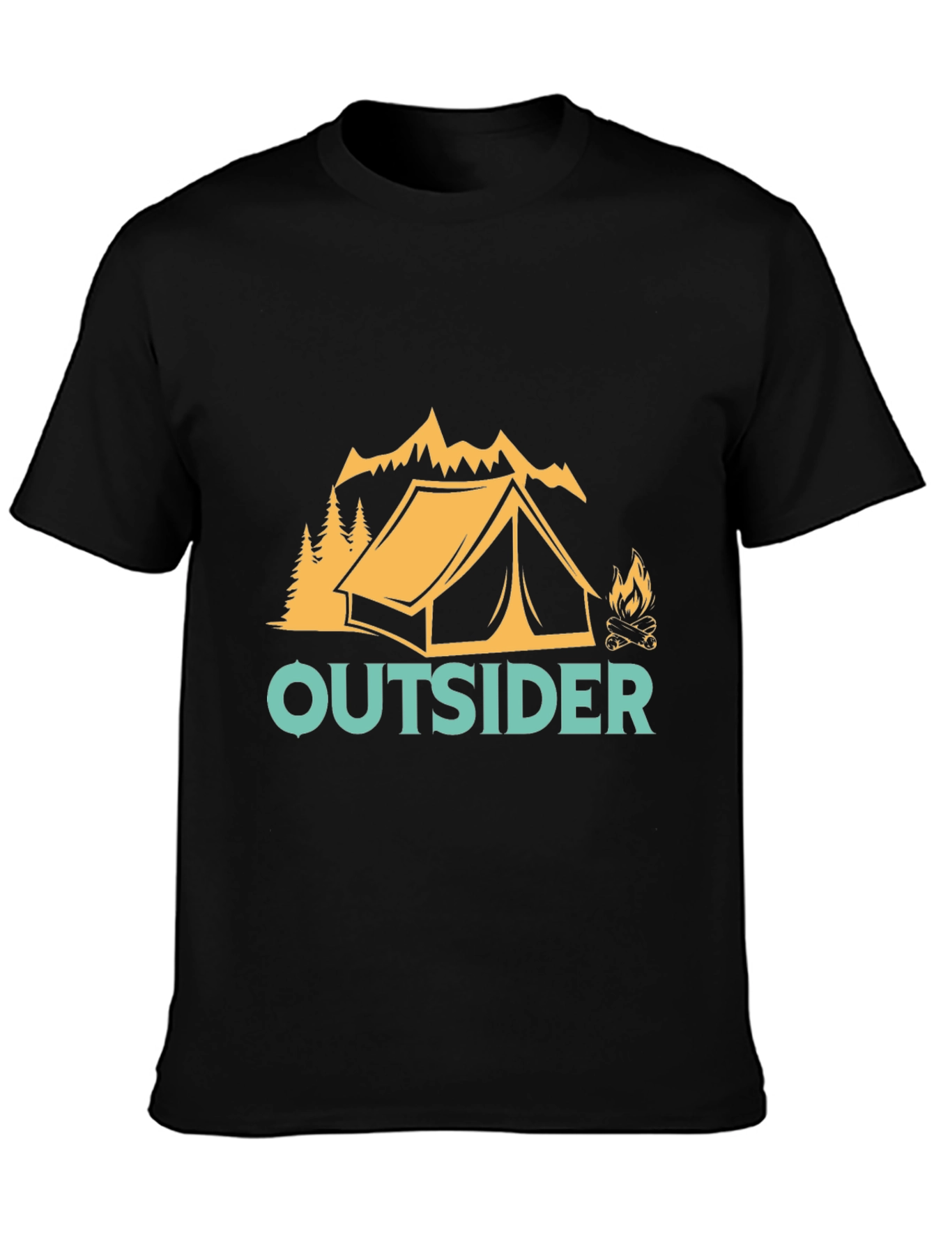 Outsider Camping Graphic Tee - Black Cotton Shirt