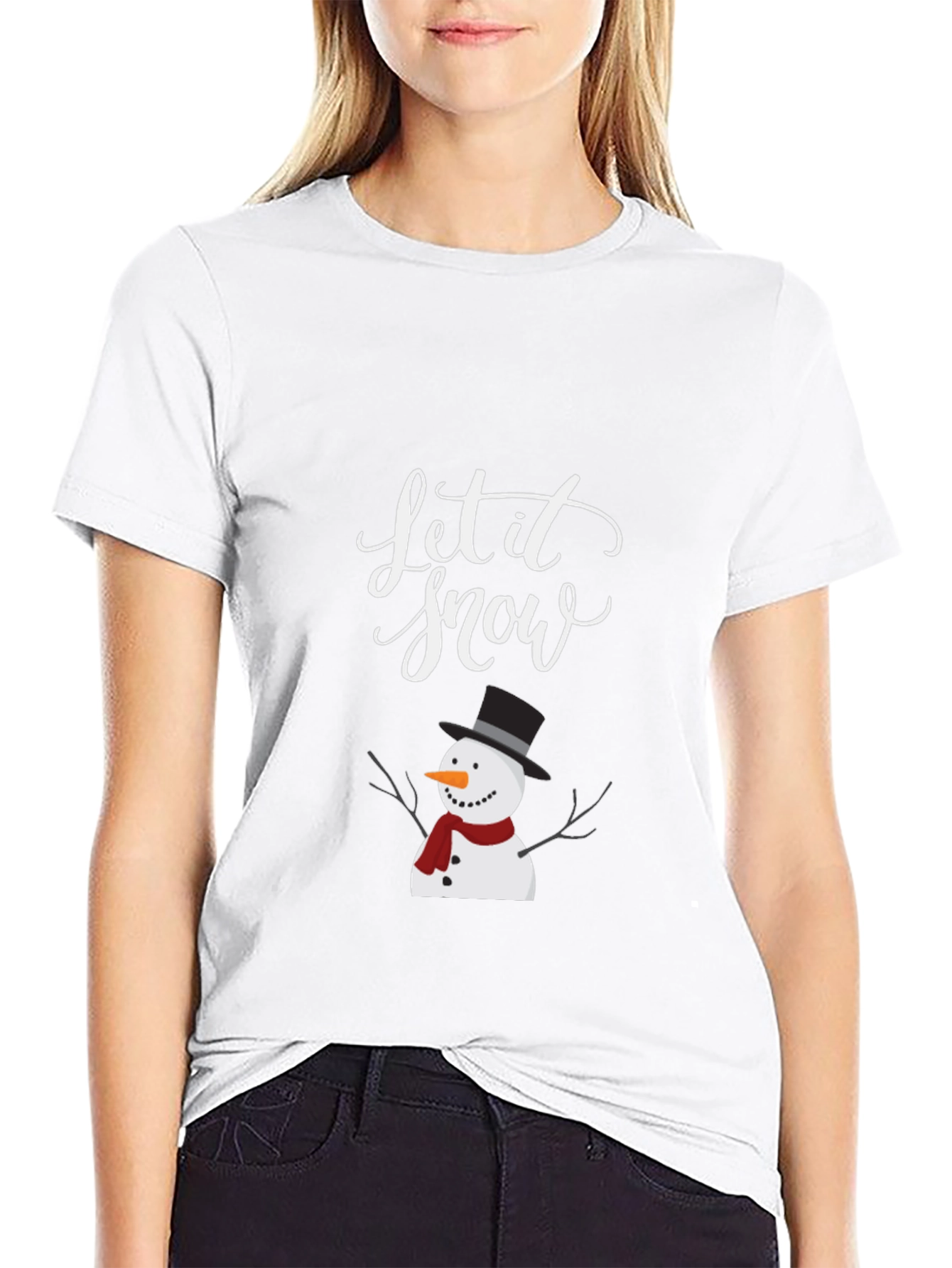 Festive Let it Snow Snowman Graphic Tee