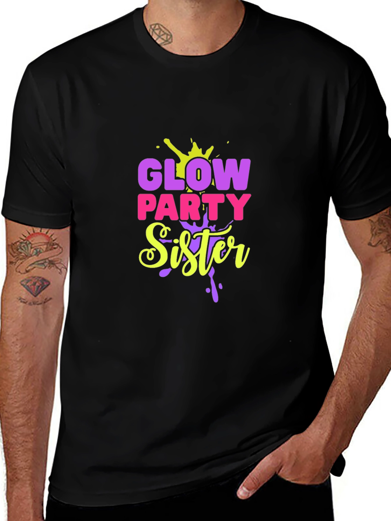 Glow Party Sister Black Graphic Tee