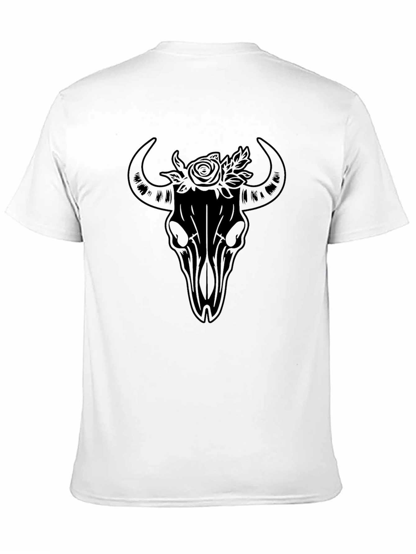 Black Bull Skull & Roses Graphic Tee