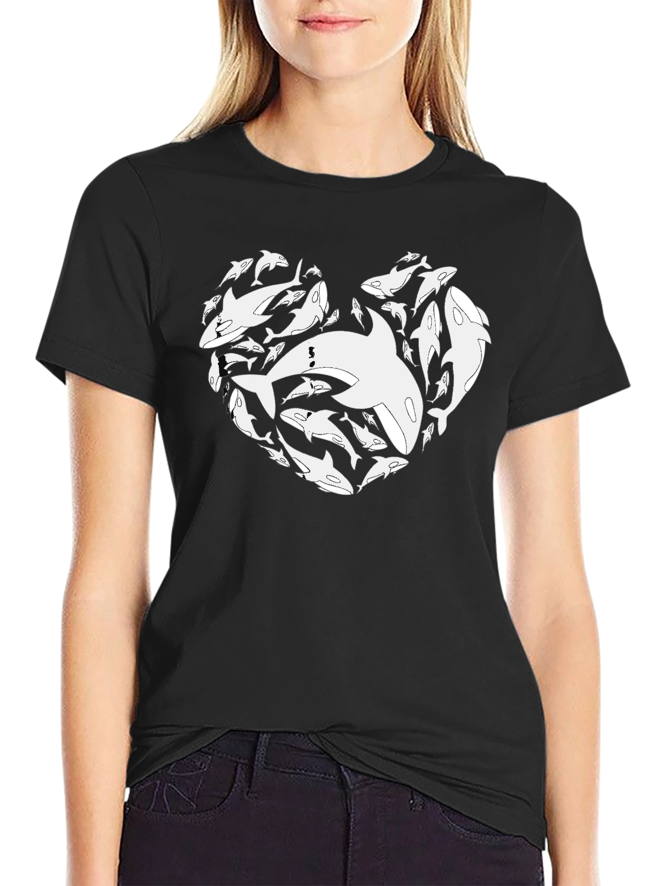Orca Heart Graphic T-Shirt - Black