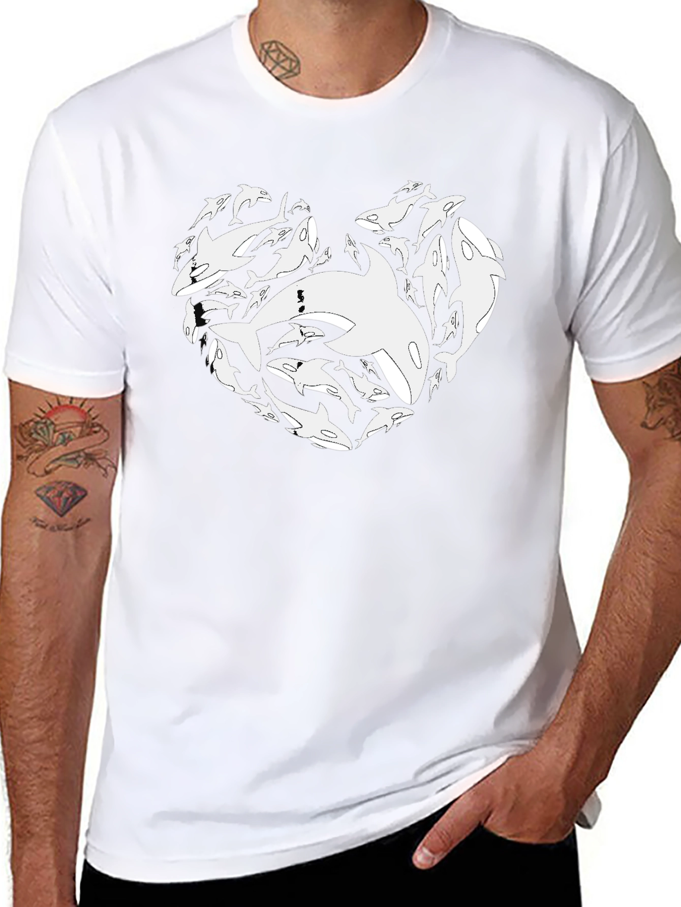 Orca Heart Graphic T-Shirt - Black