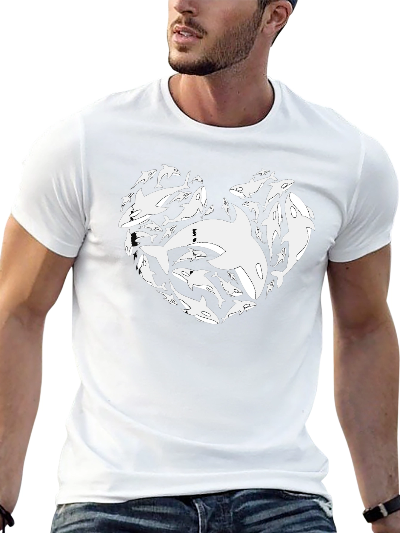 Orca Heart Graphic T-Shirt - Black