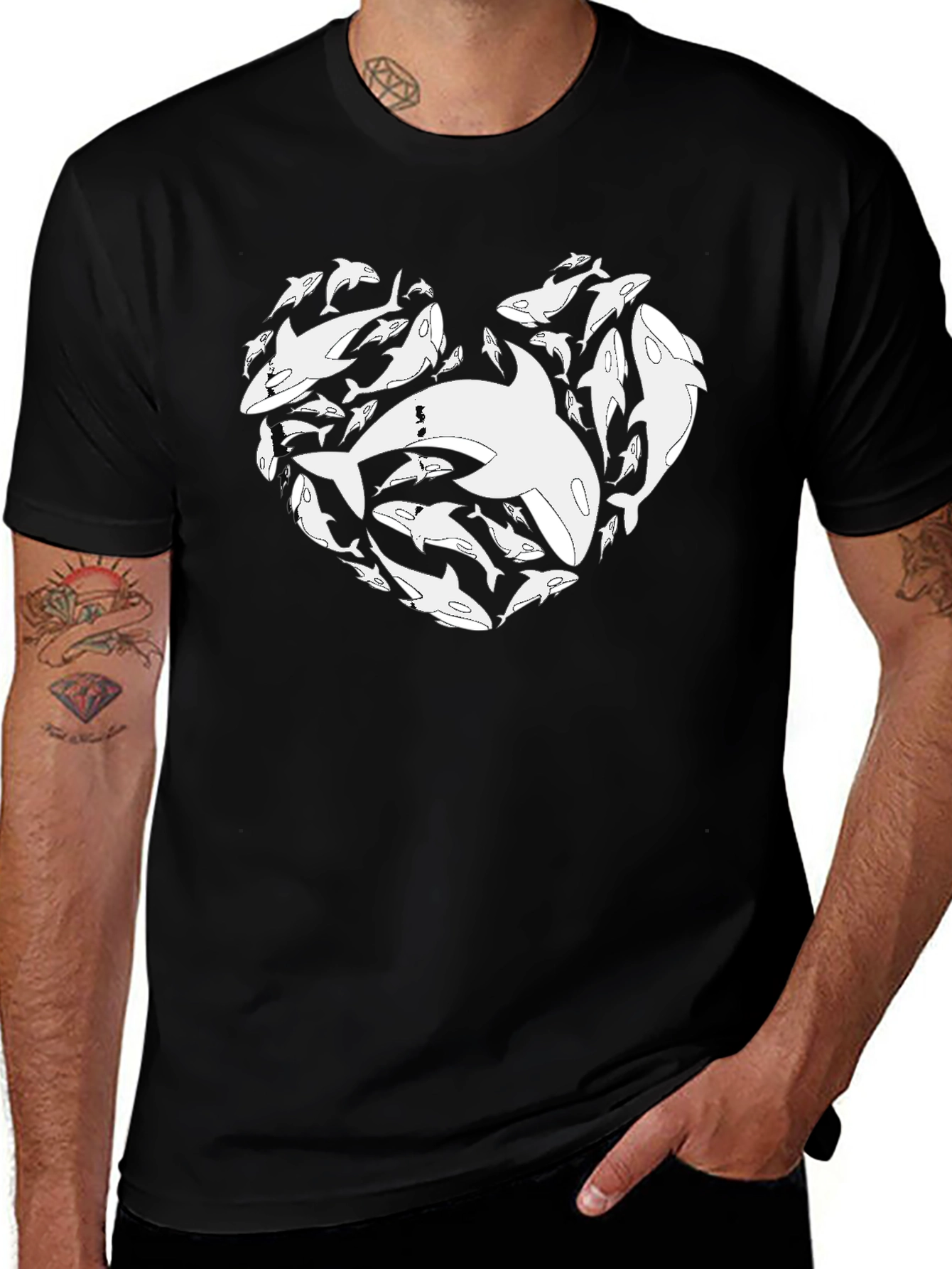 Orca Heart Graphic T-Shirt - Black