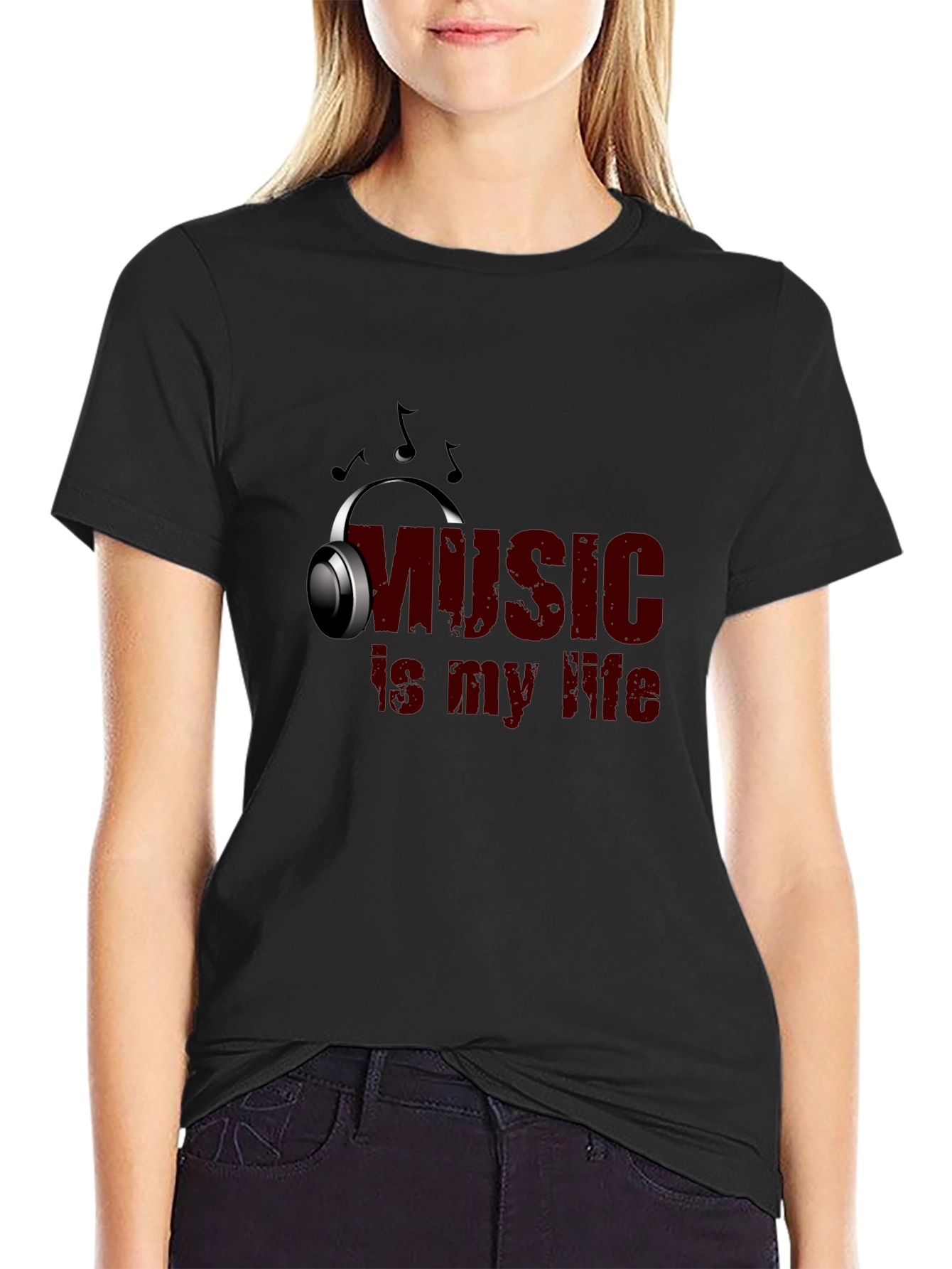 Music Is My Life Graphic Tee - Black Cotton