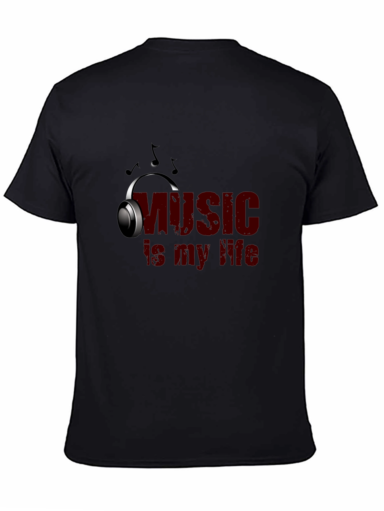 Music Is My Life Graphic Tee - Black Cotton