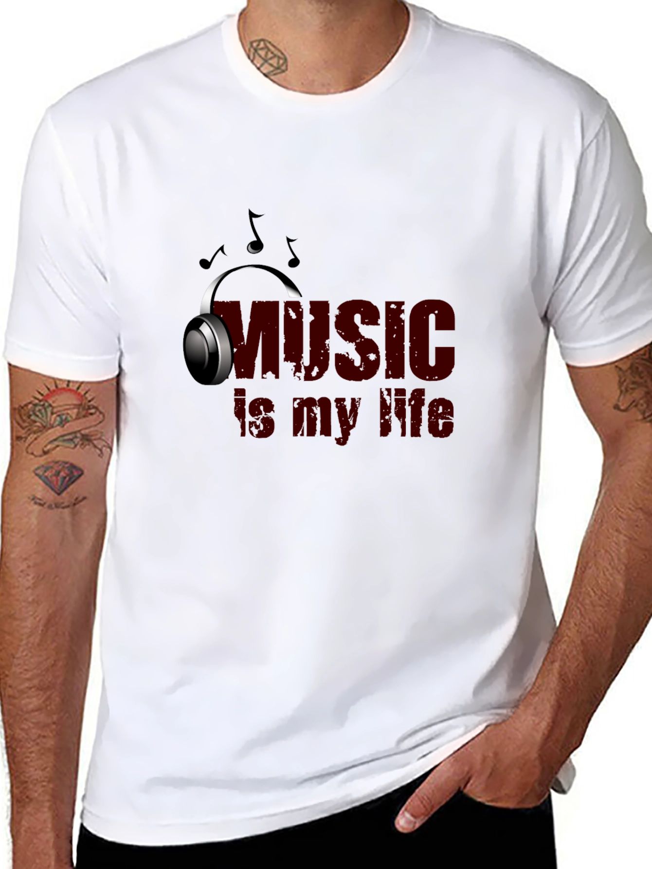 Music Is My Life Graphic Tee - Black Cotton