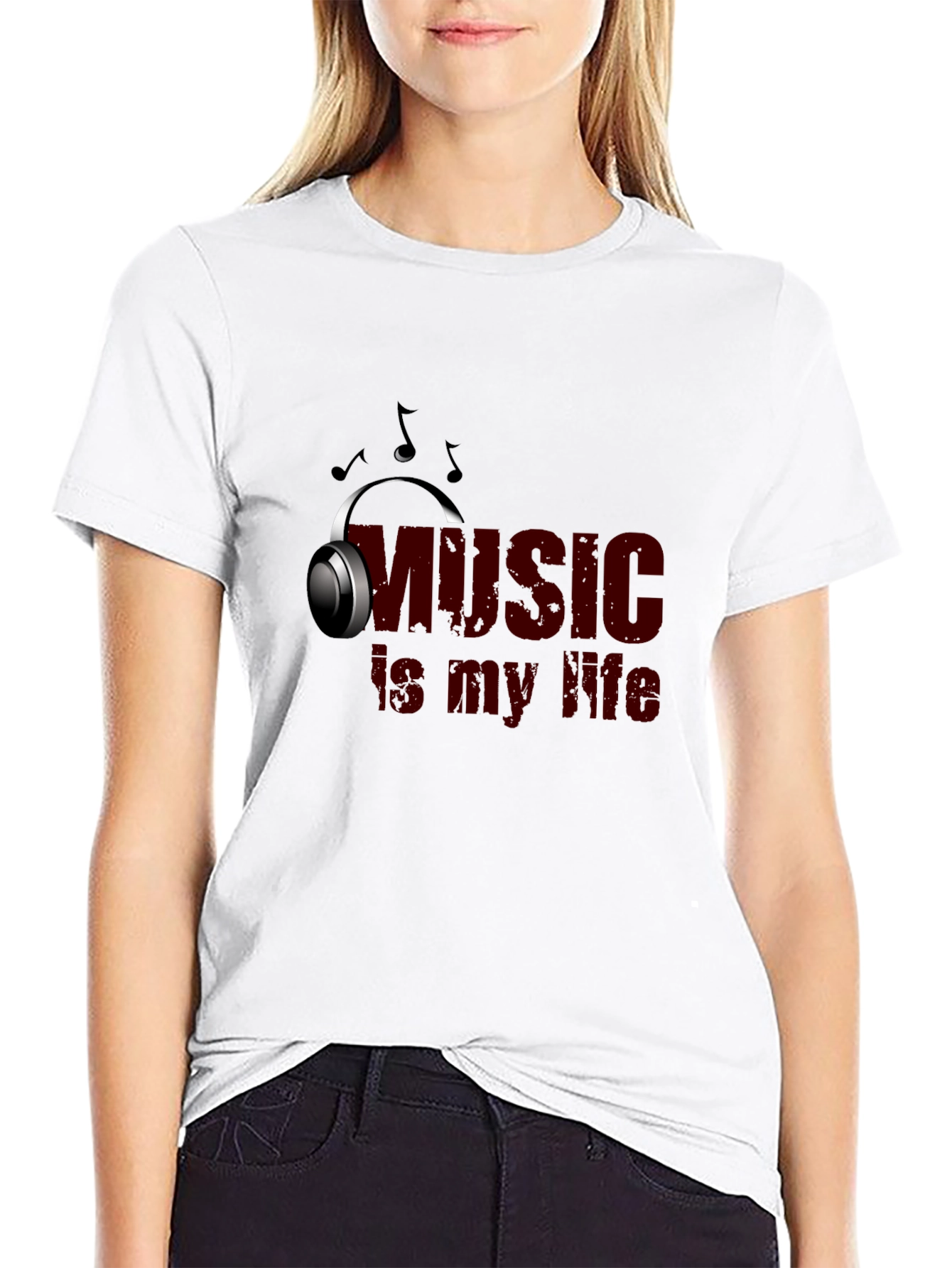 Music Is My Life Graphic Tee - Black Cotton
