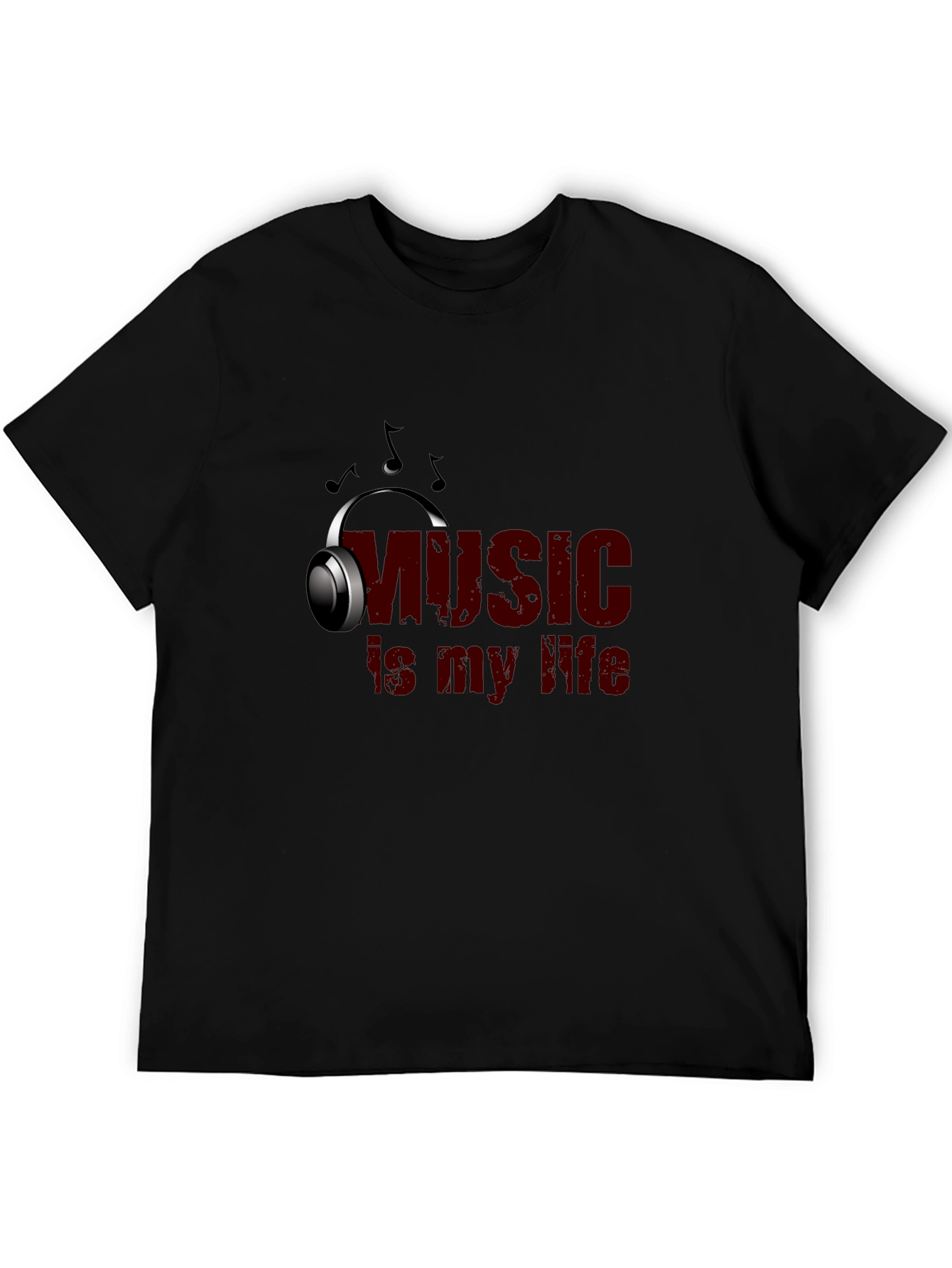 Music Is My Life Graphic Tee - Black Cotton