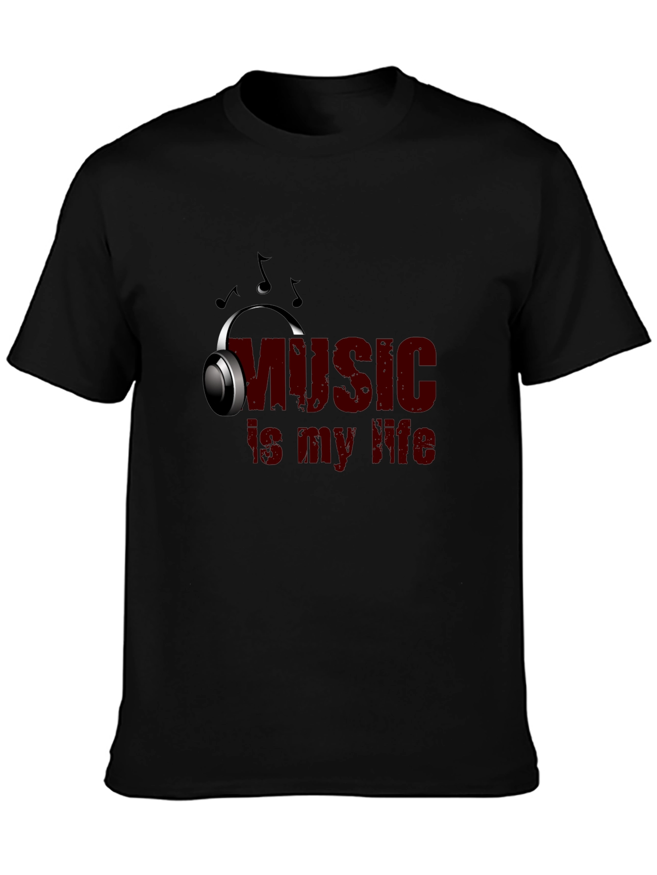 Music Is My Life Graphic Tee - Black Cotton