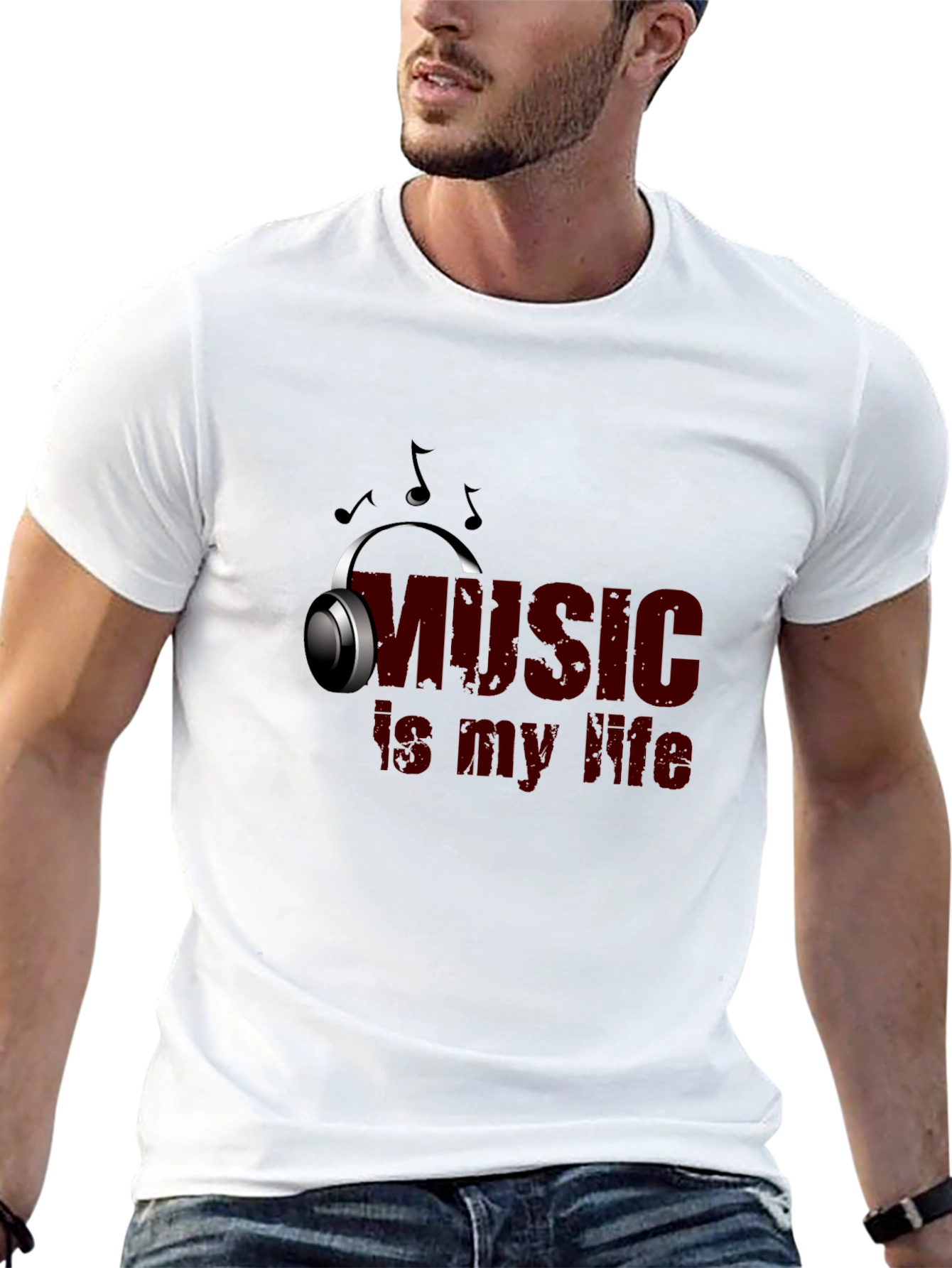 Music Is My Life Graphic Tee - Black Cotton