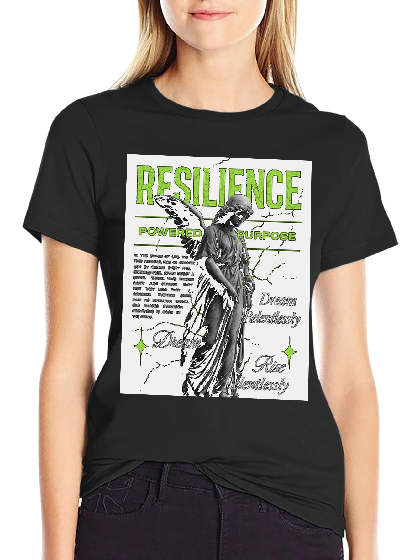 Resilience Angel Graphic Black T-Shirt