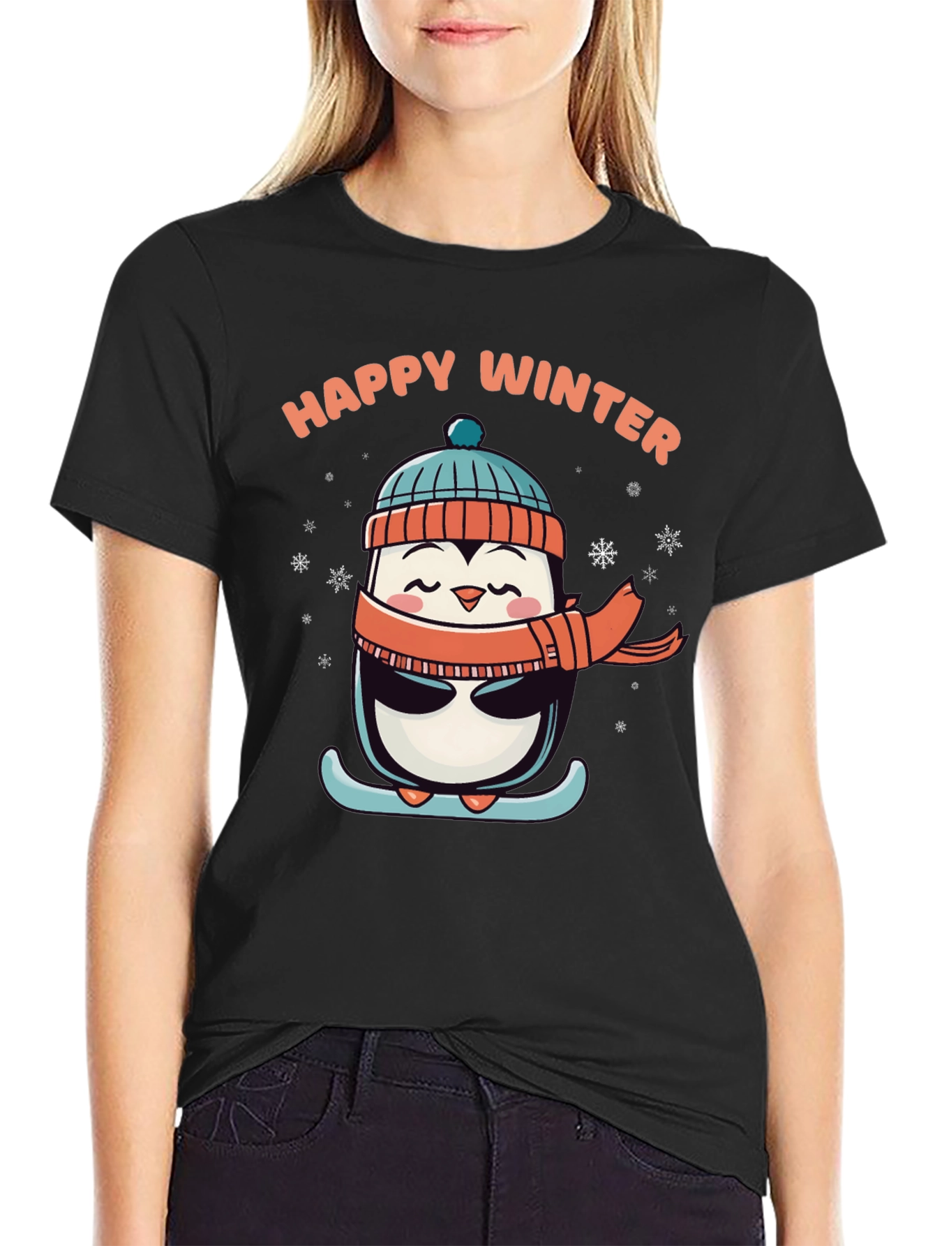 Happy Winter Penguin Graphic Tee