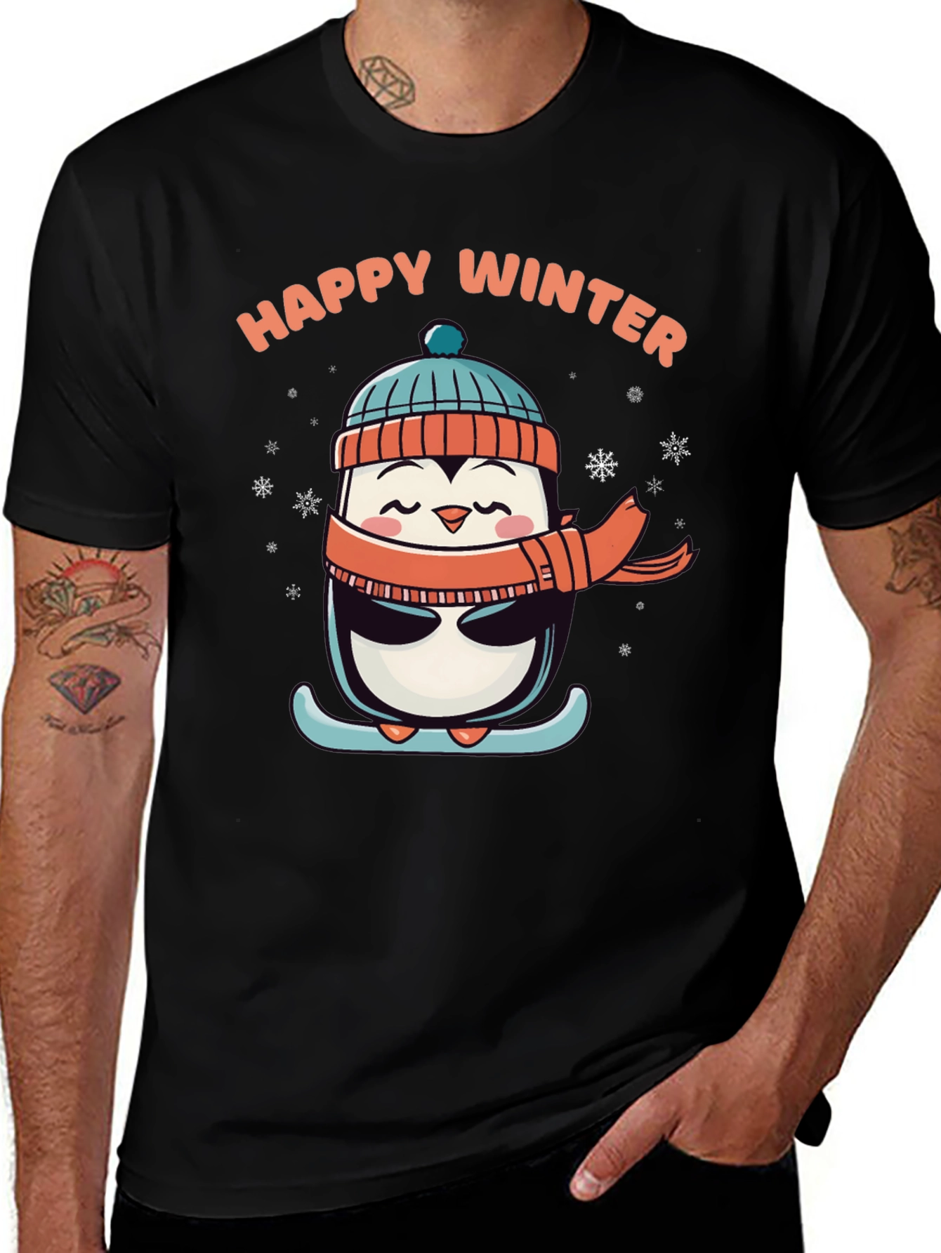 Happy Winter Penguin Graphic Tee
