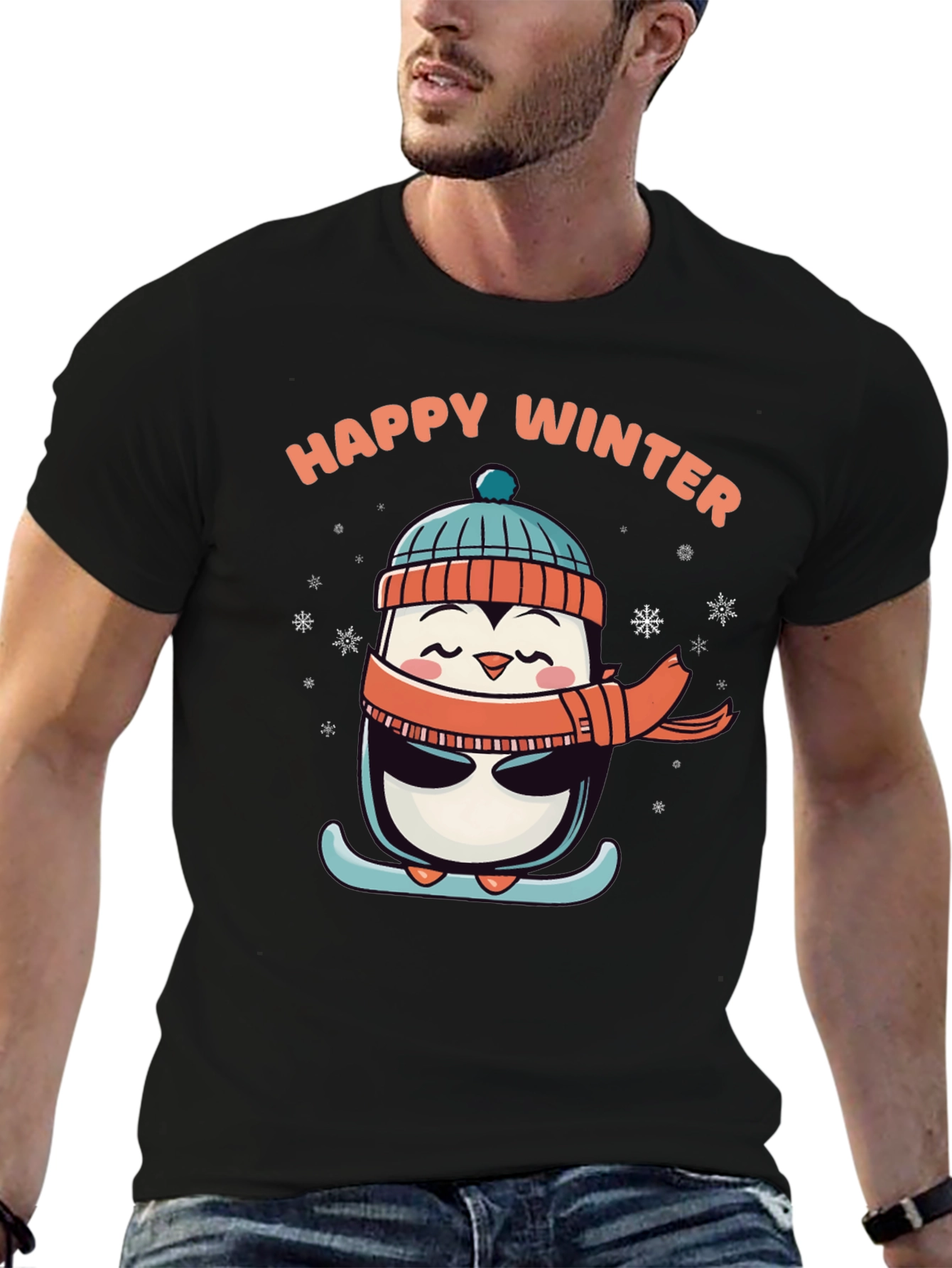 Happy Winter Penguin Graphic Tee