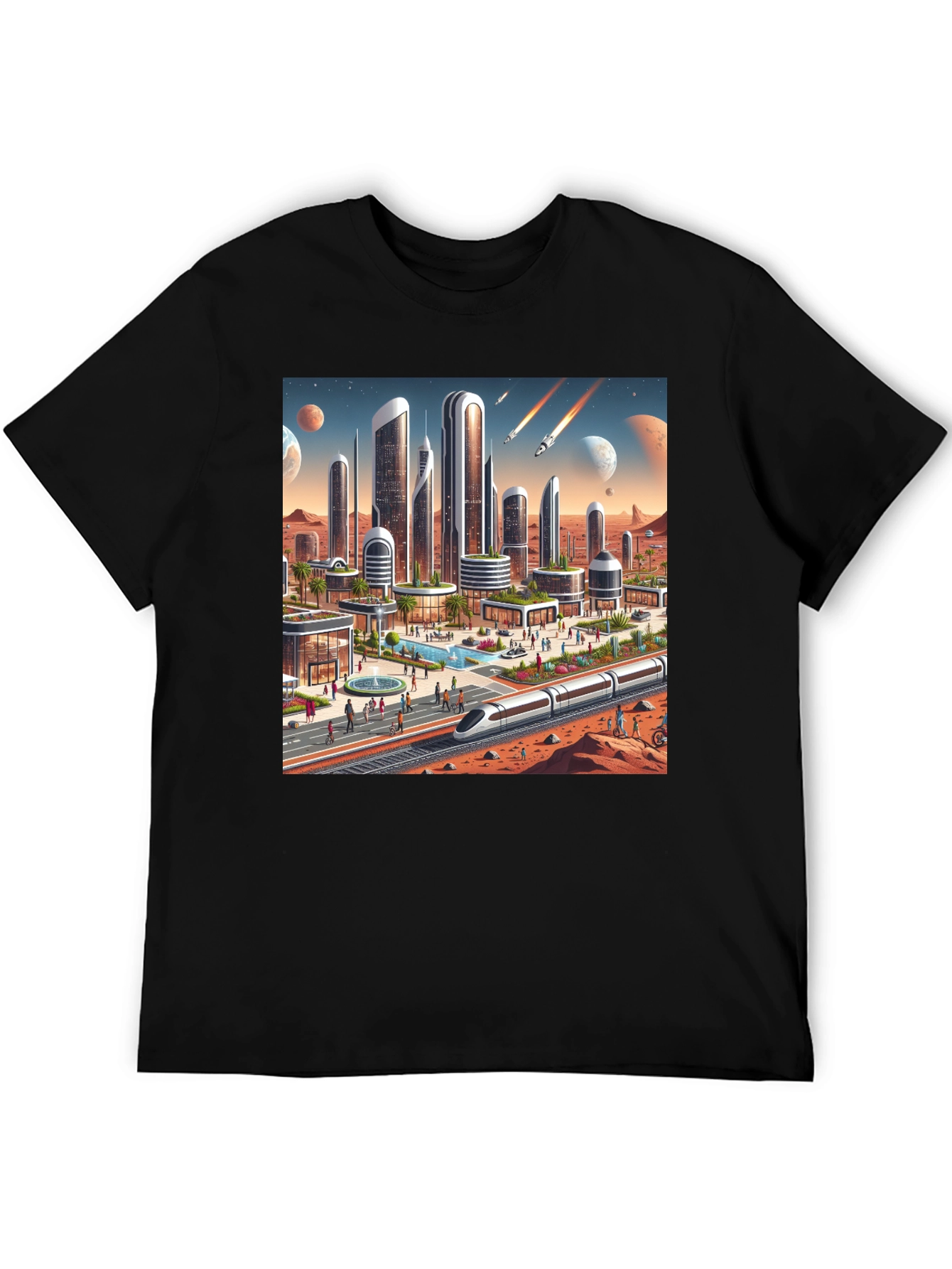 Futuristic Mars Cityscape Tee - Sci-Fi Style