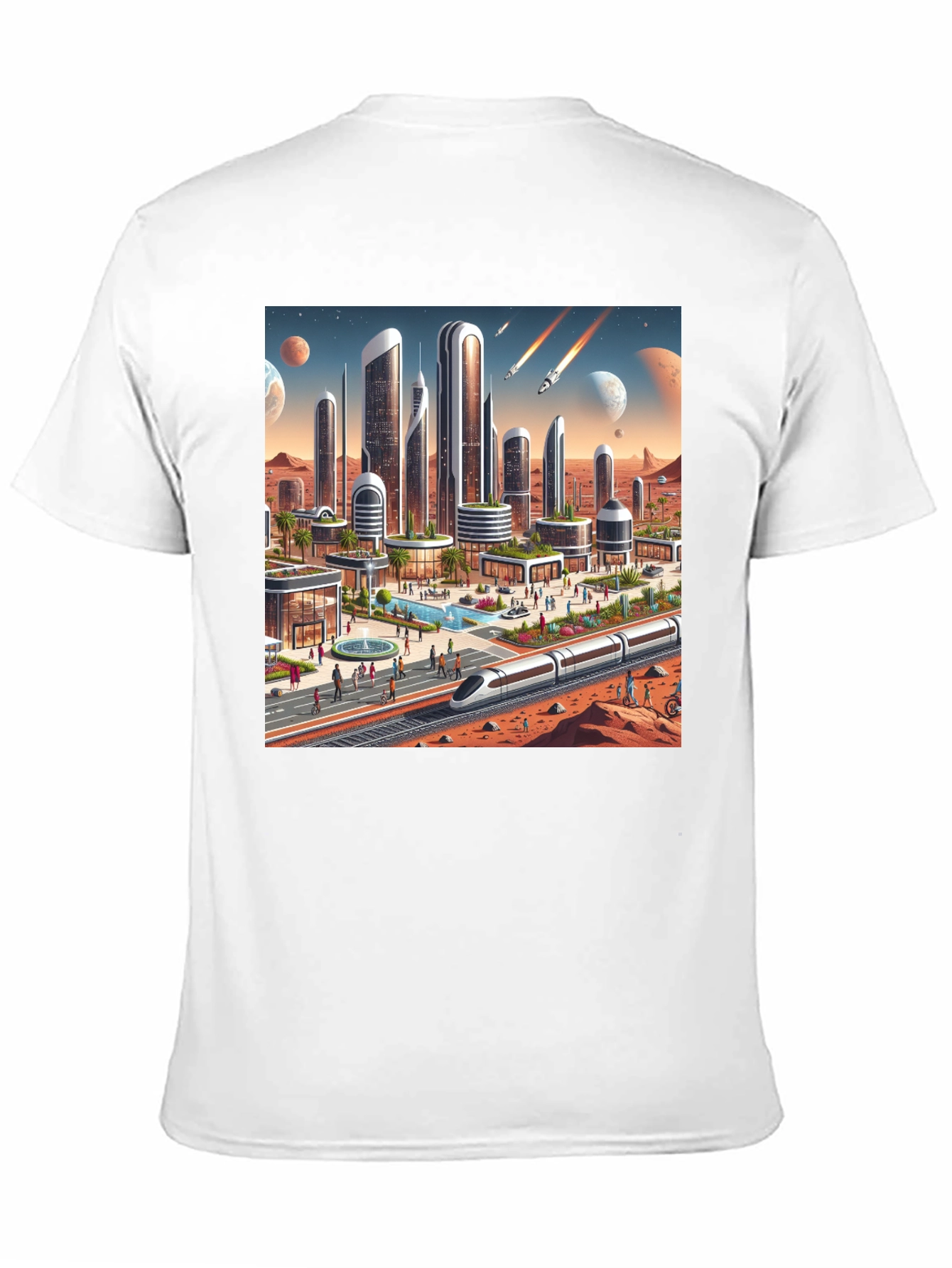 Futuristic Mars Cityscape Tee - Sci-Fi Style