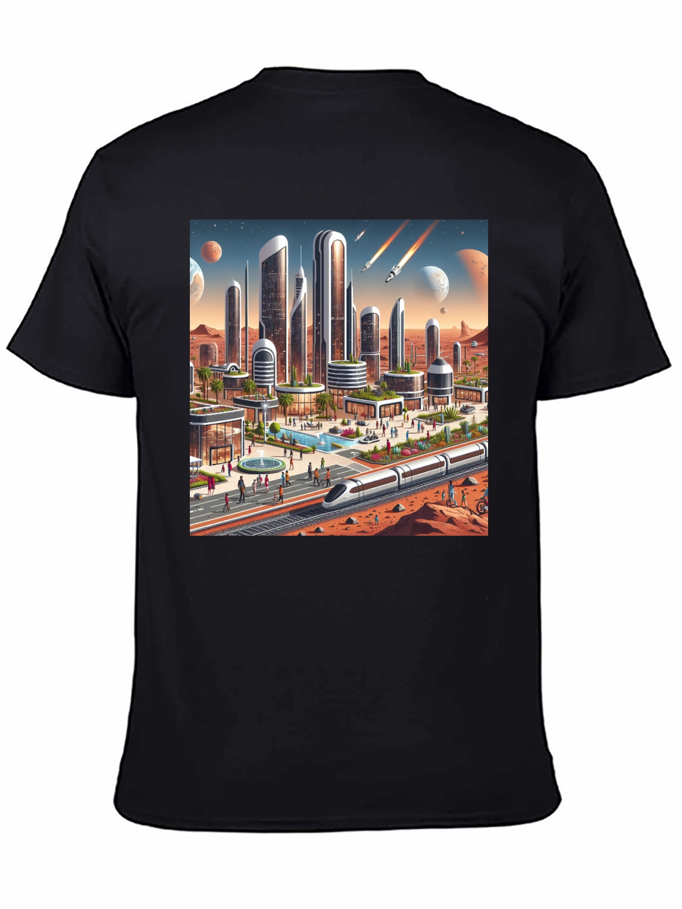 Futuristic Mars Cityscape Tee - Sci-Fi Style