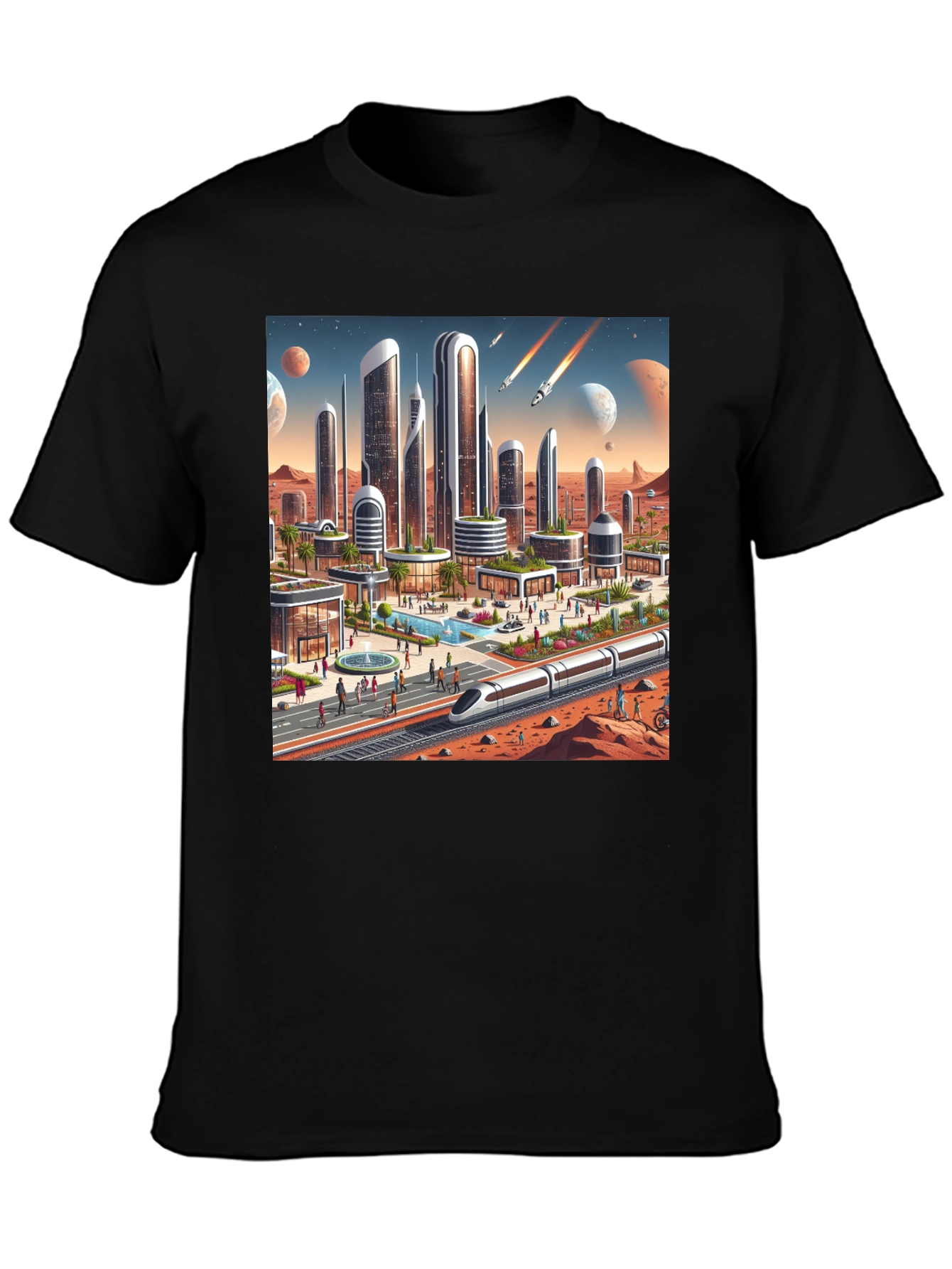 Futuristic Mars Cityscape Tee - Sci-Fi Style