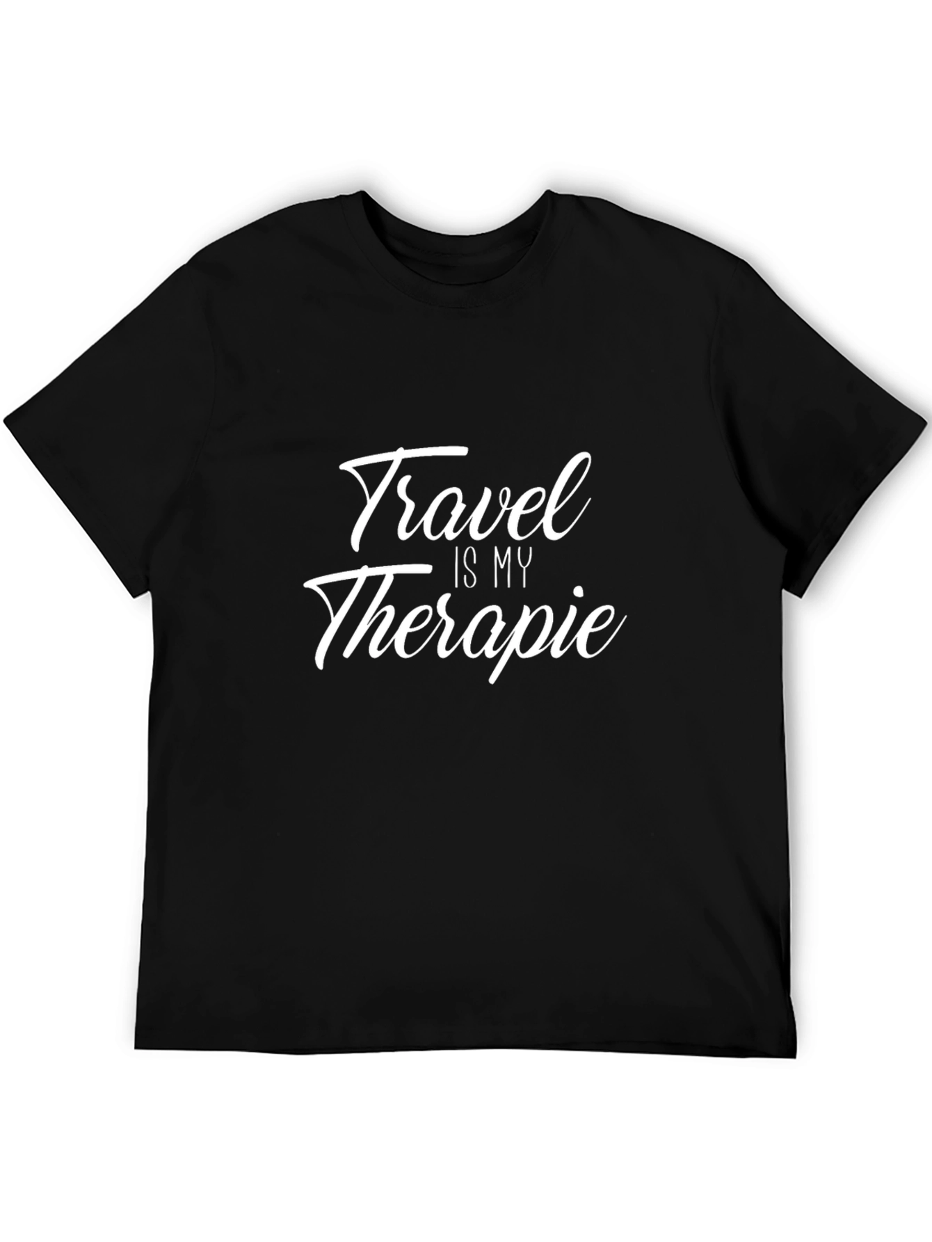 Travel is My Therapie Black Graphic T-Shirt
