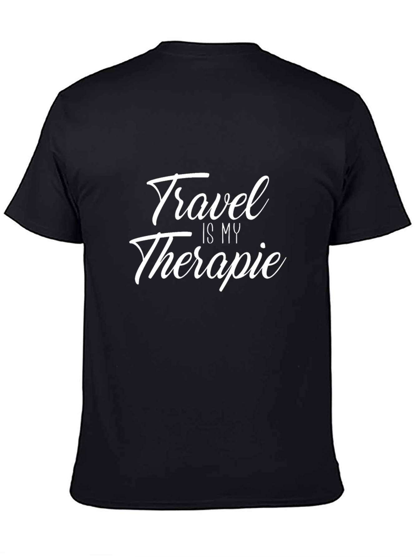 Travel is My Therapie Black Graphic T-Shirt